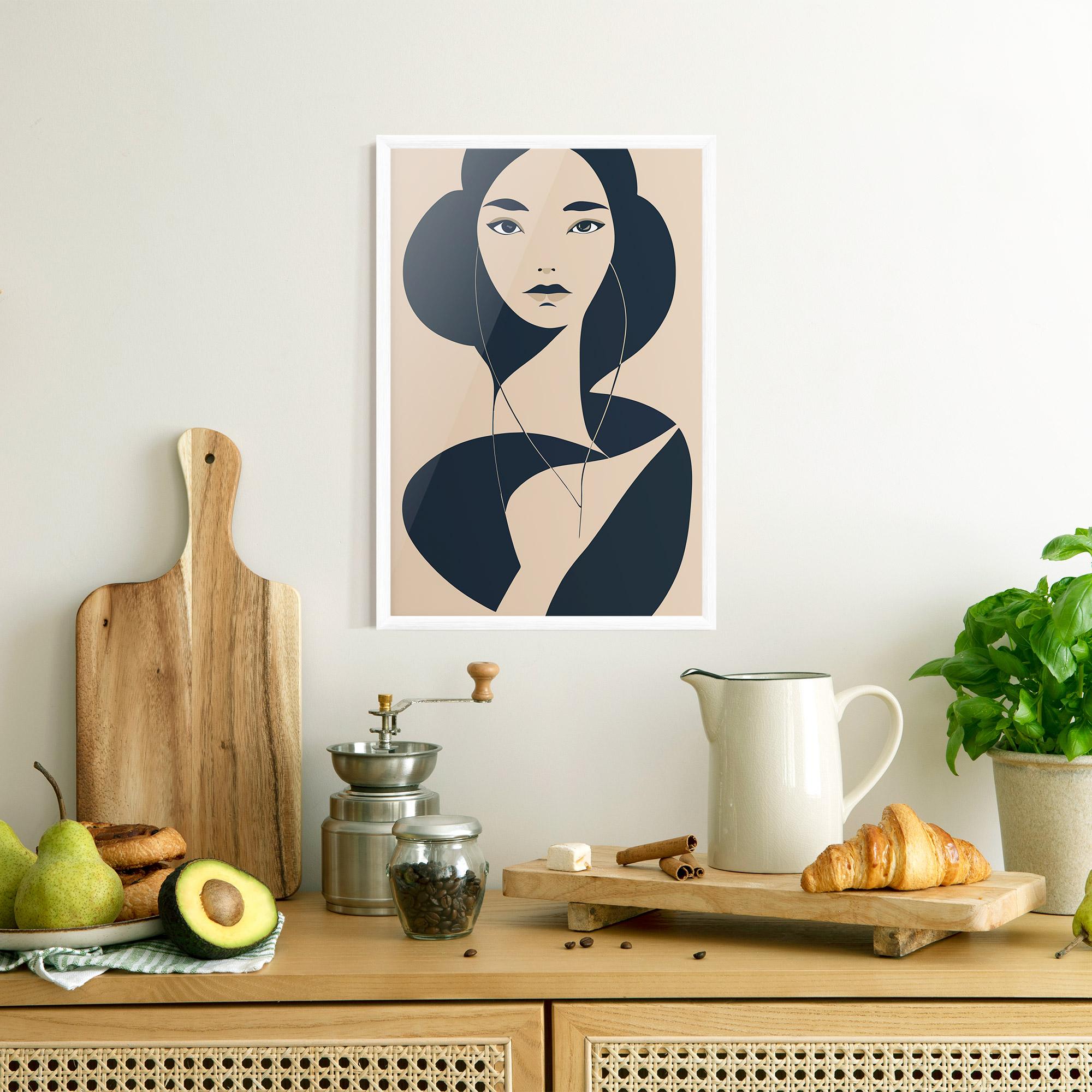 Gerahmte Poster Cream Blue Woman mockup 8