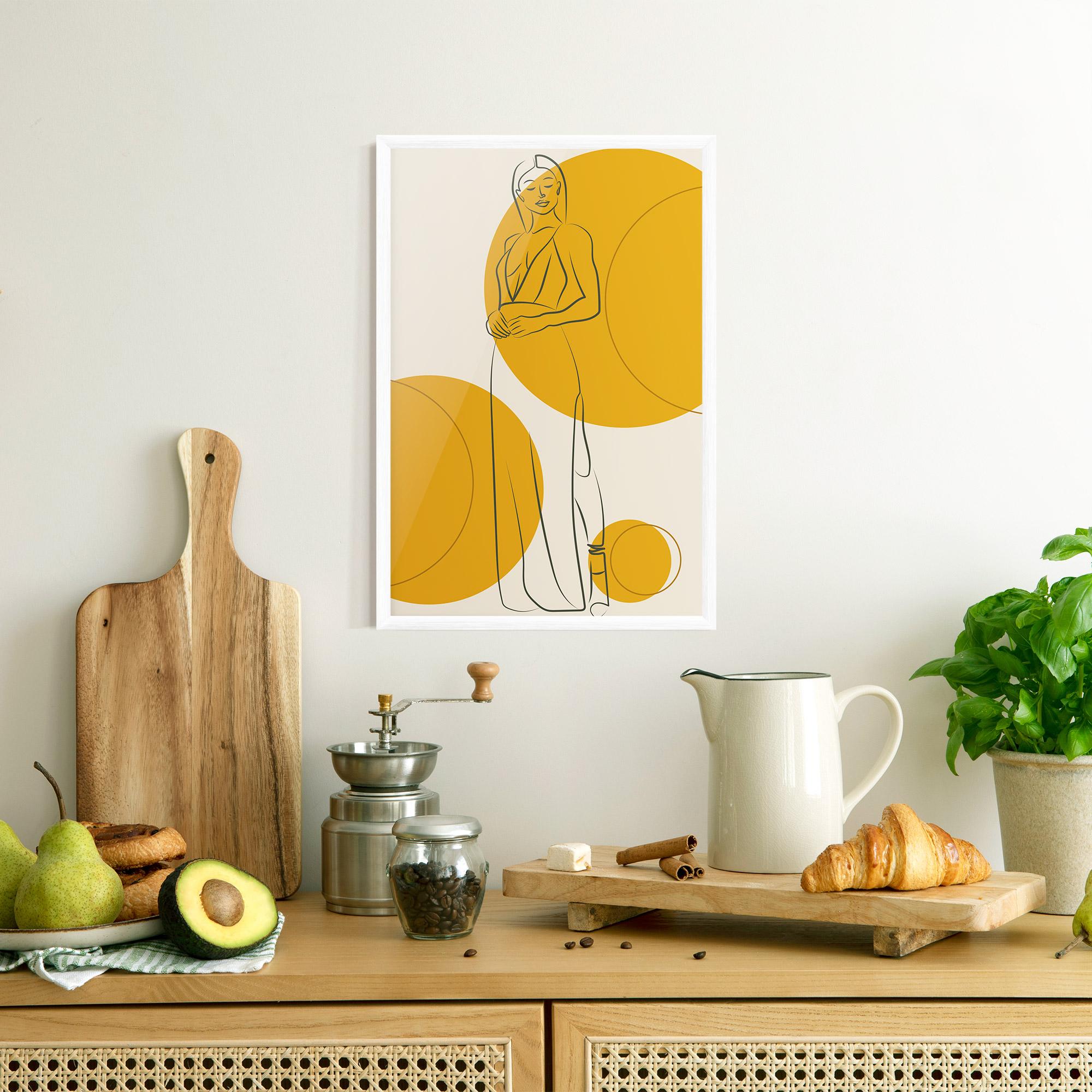 Gerahmte Poster Yellow Circle Lady mockup 8