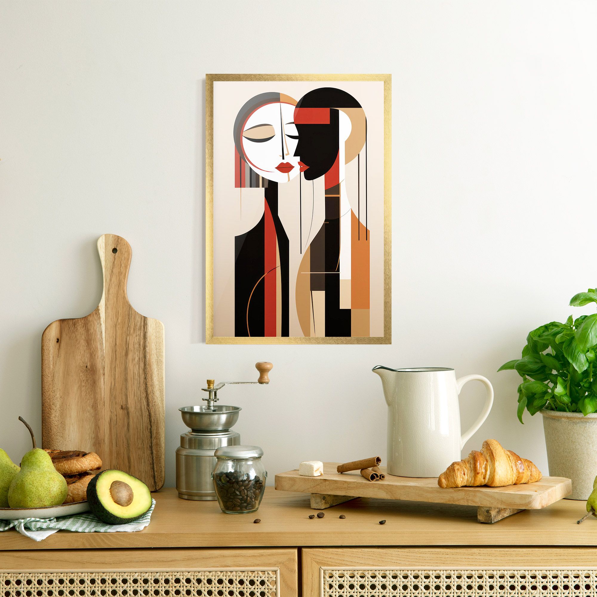 Abstract Couple Kissing mockup 8