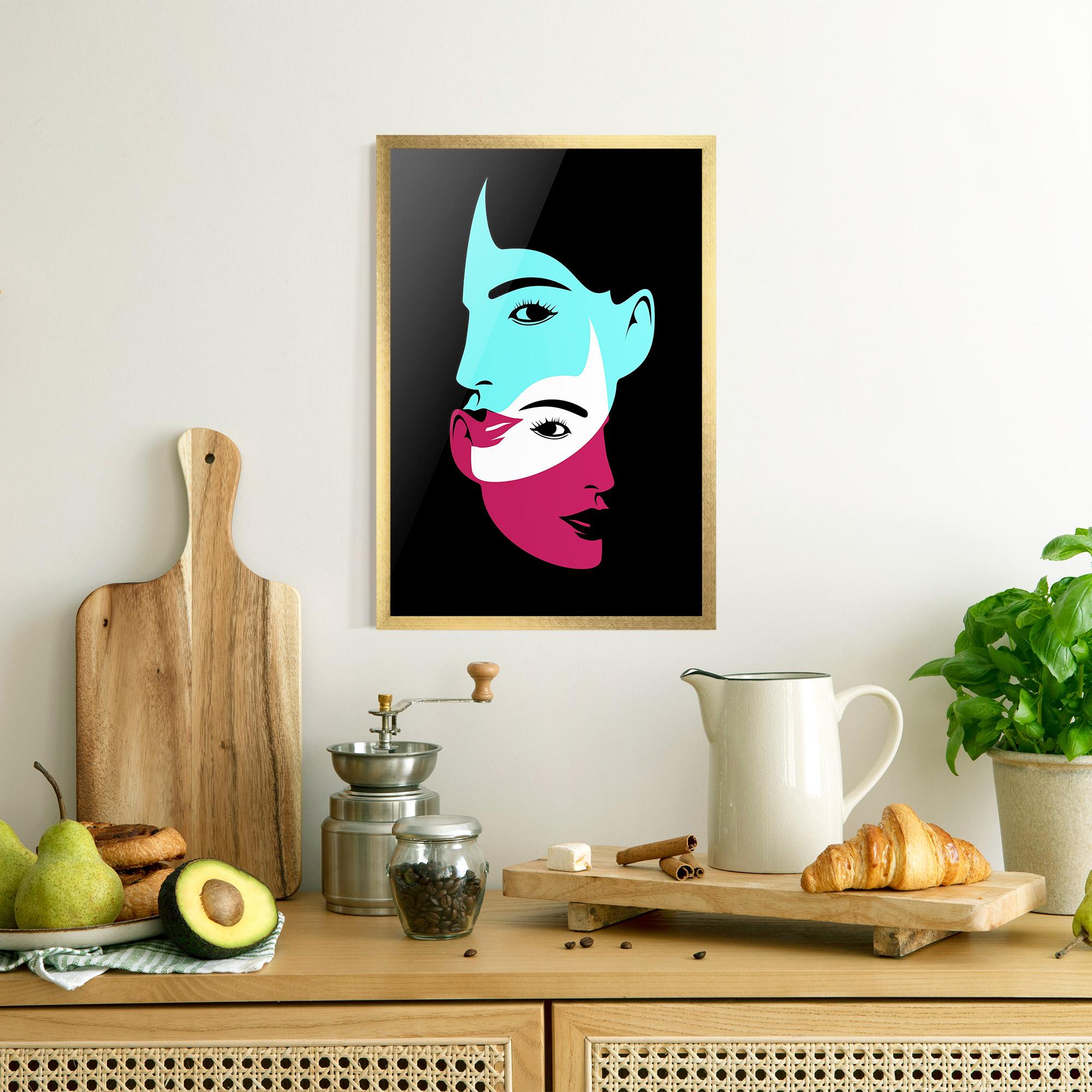 Gerahmte Poster Blue Pink Women mockup 8