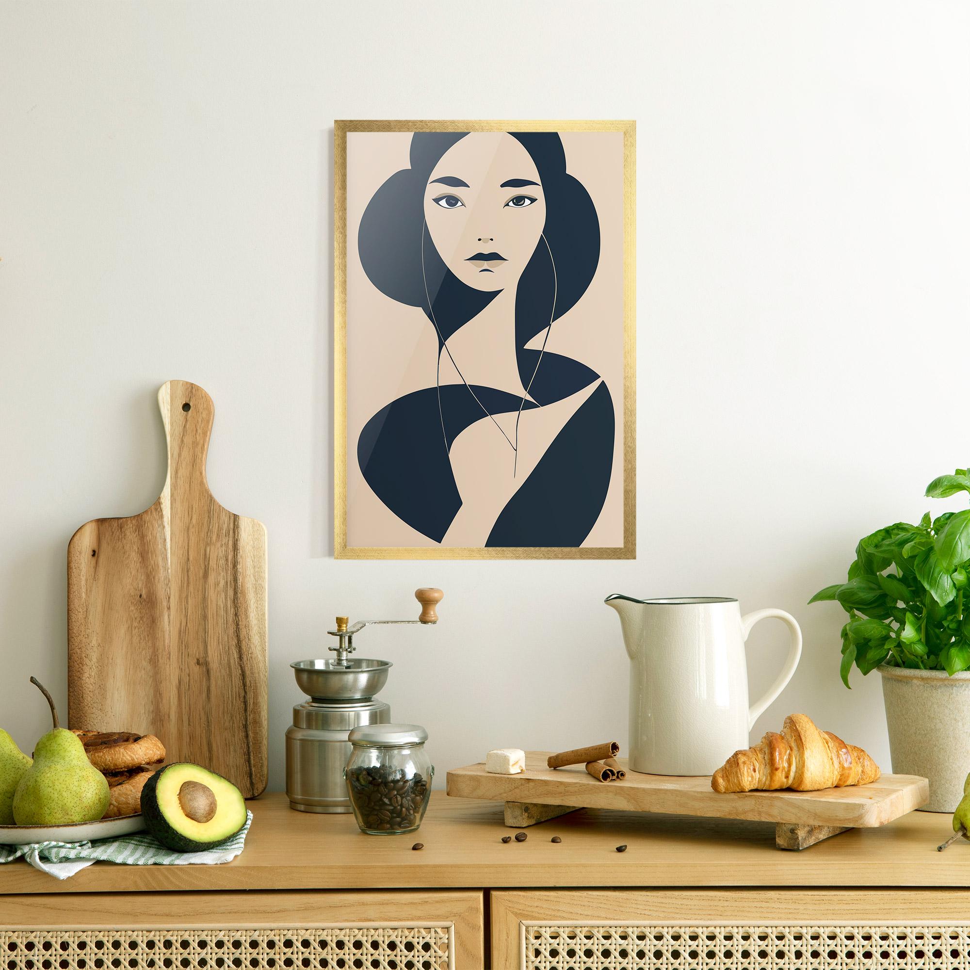 Gerahmte Poster Cream Blue Woman mockup 8