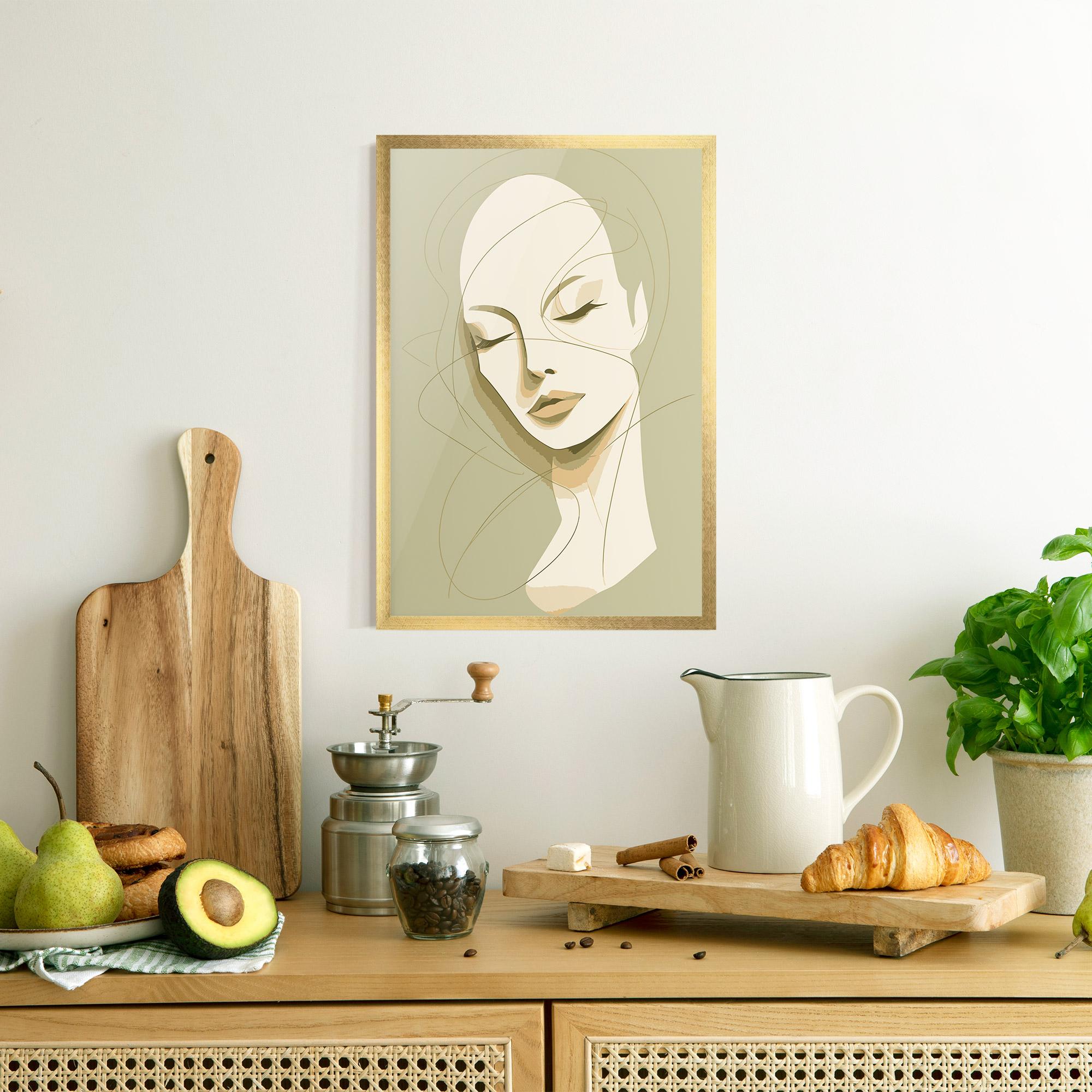 Gerahmte Poster Cream Woman Head mockup 8