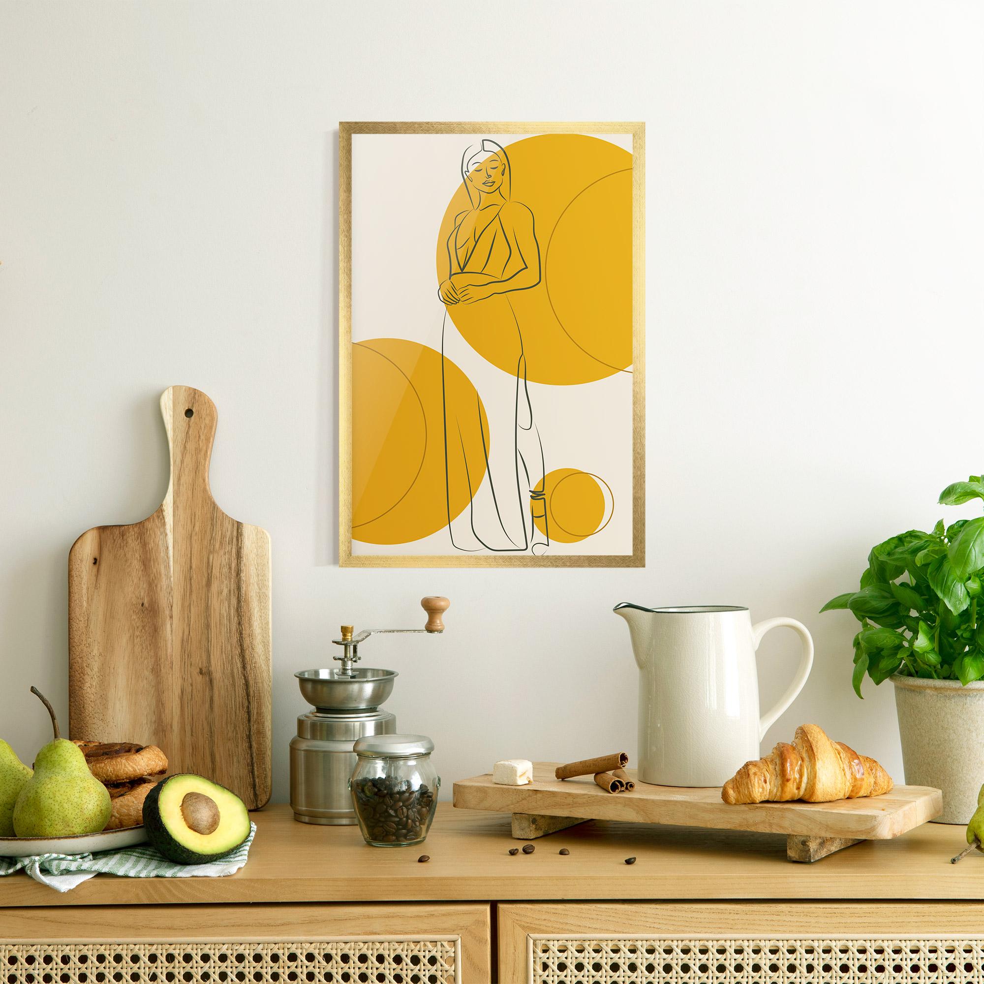 Gerahmte Poster Yellow Circle Lady mockup 8