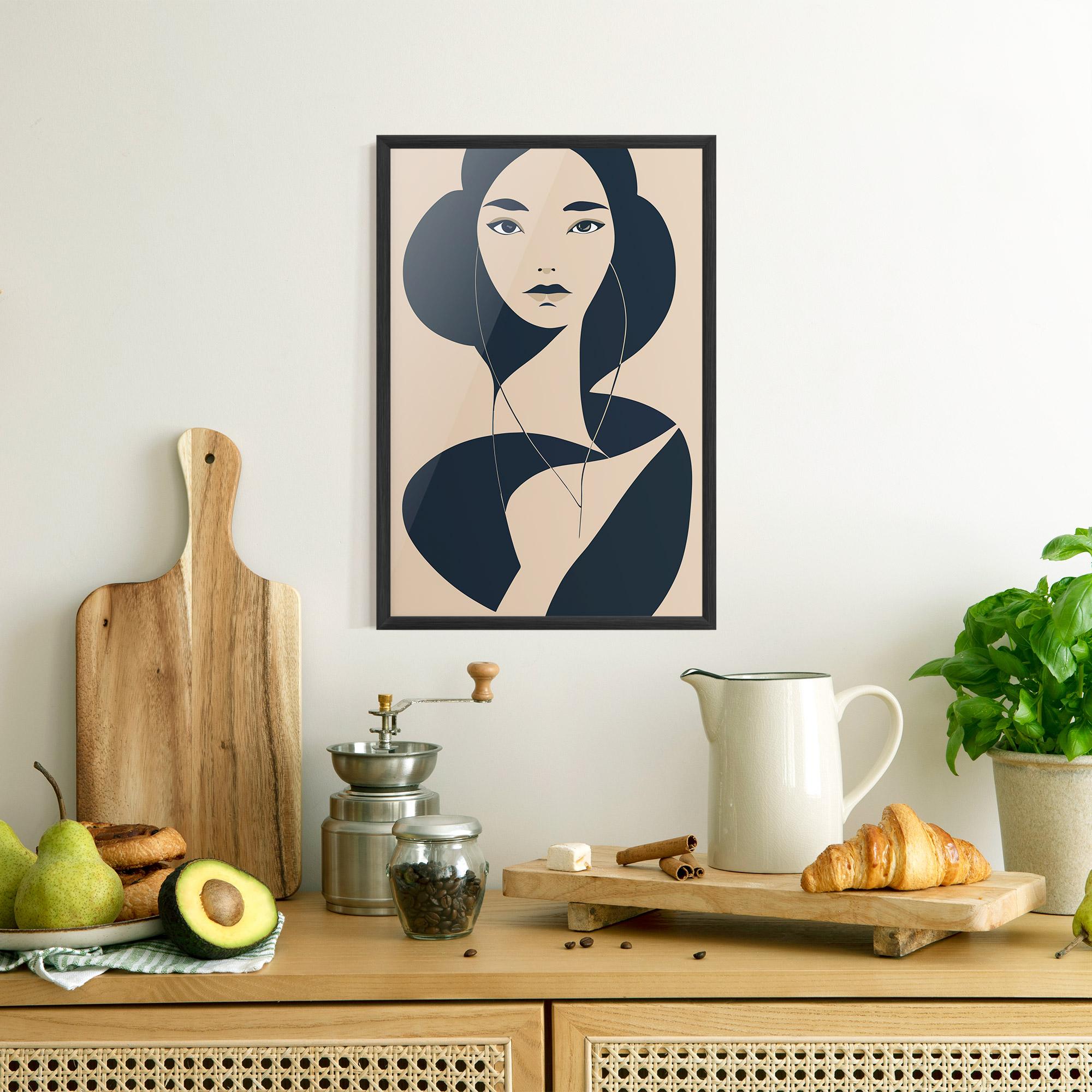 Gerahmte Poster Cream Blue Woman mockup 8