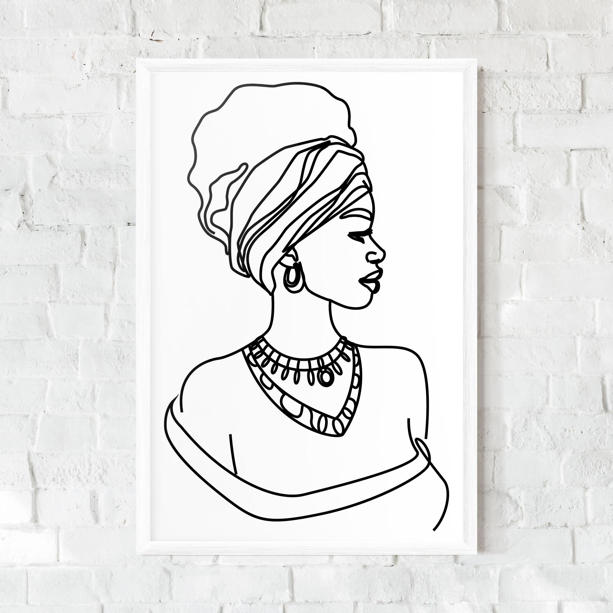 Gerahmte Poster Black Line African mockup 0