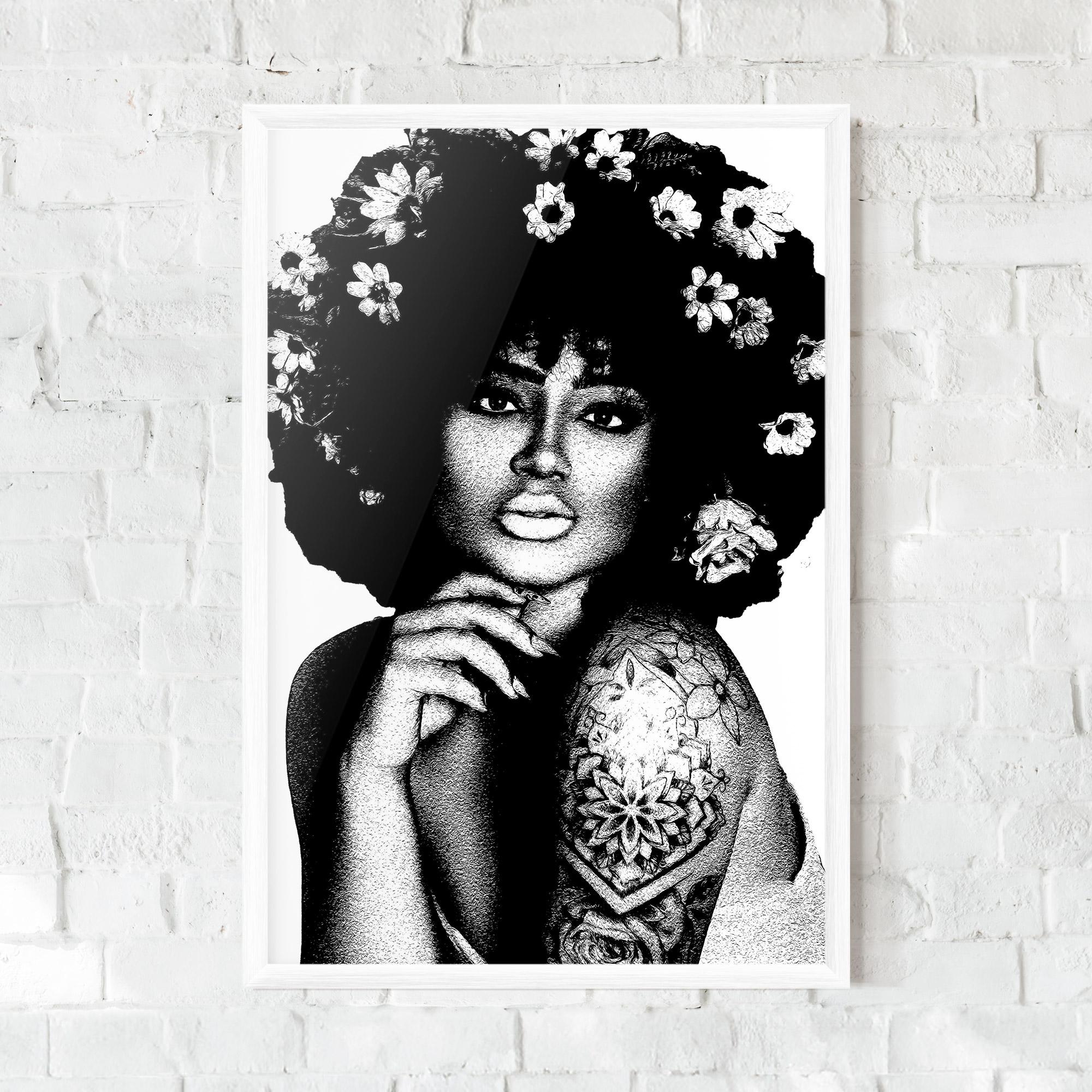 Gerahmte Poster Flower African Woman mockup 0