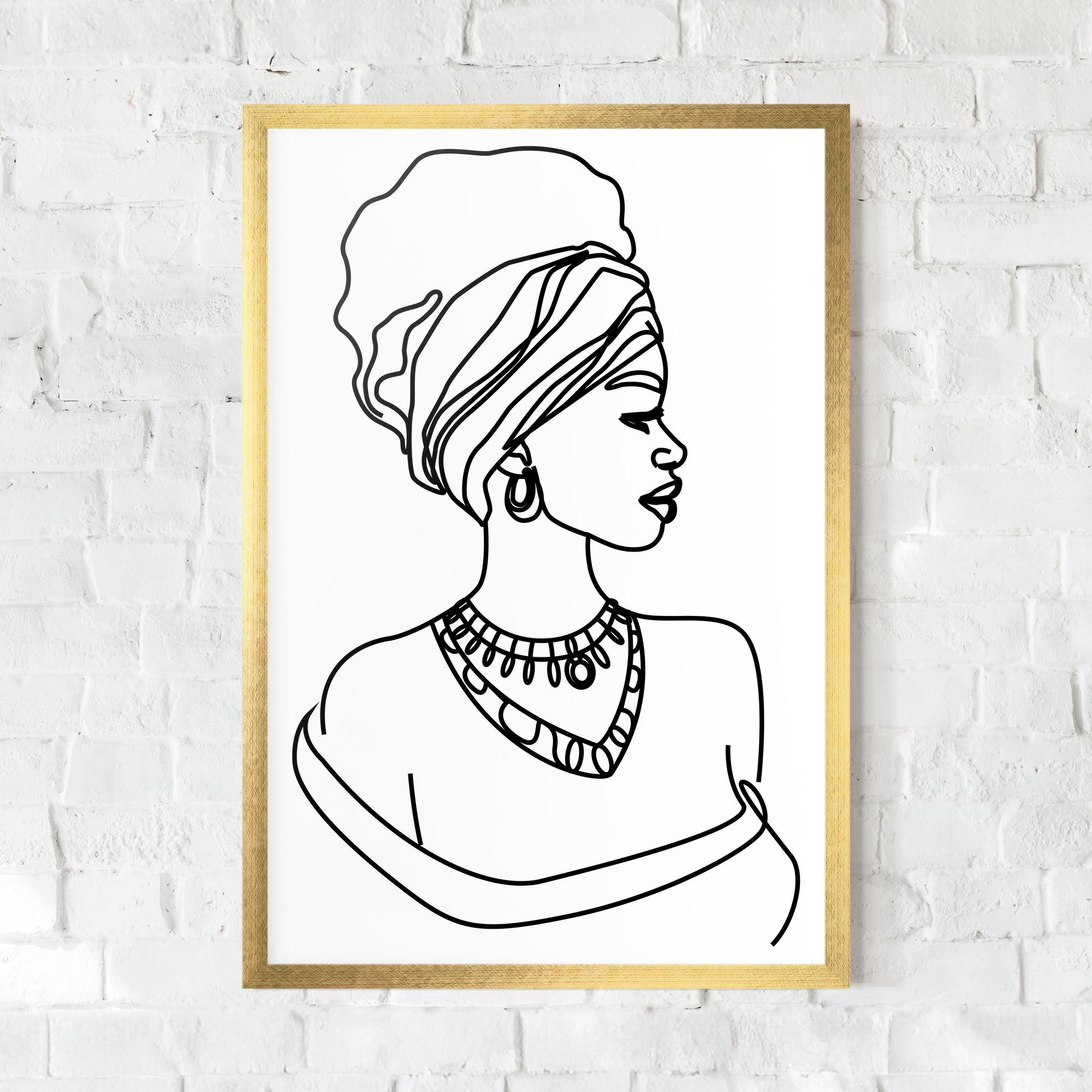 Gerahmte Poster Black Line African mockup 0