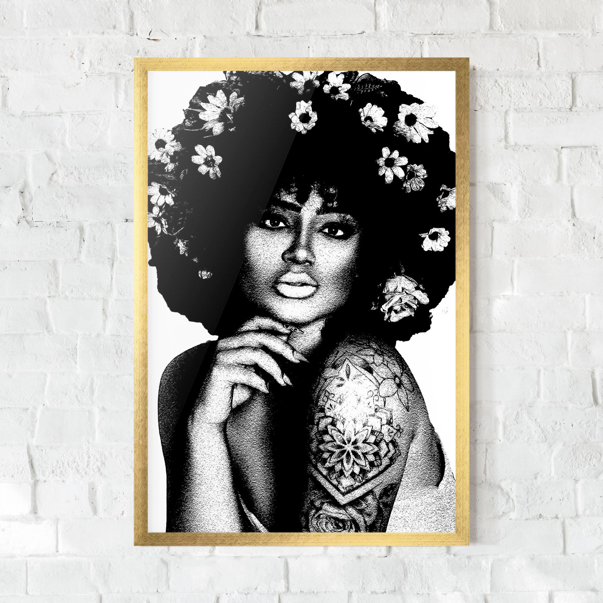 Gerahmte Poster Flower African Woman mockup 0