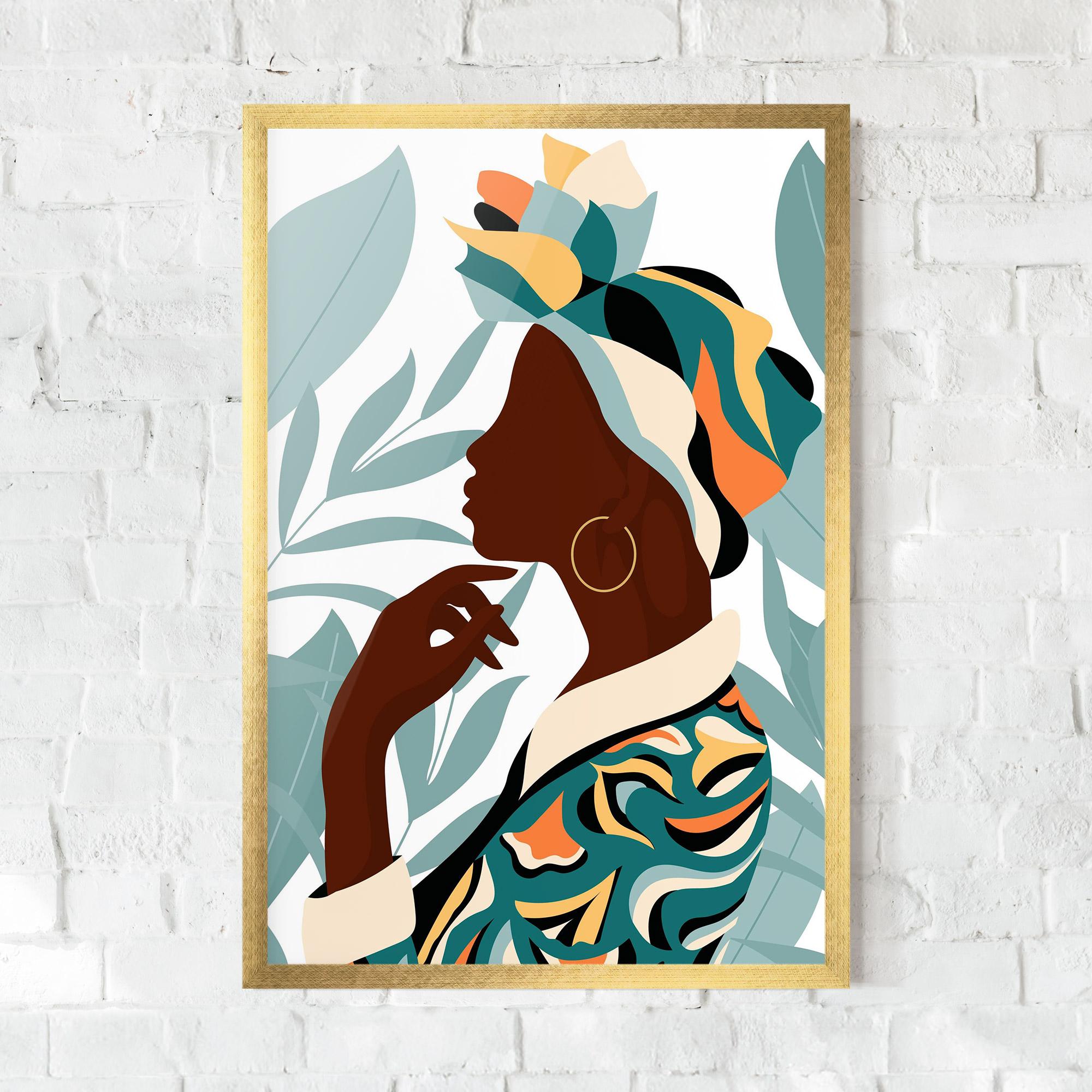 Gerahmte Poster Gold African Earring mockup 0