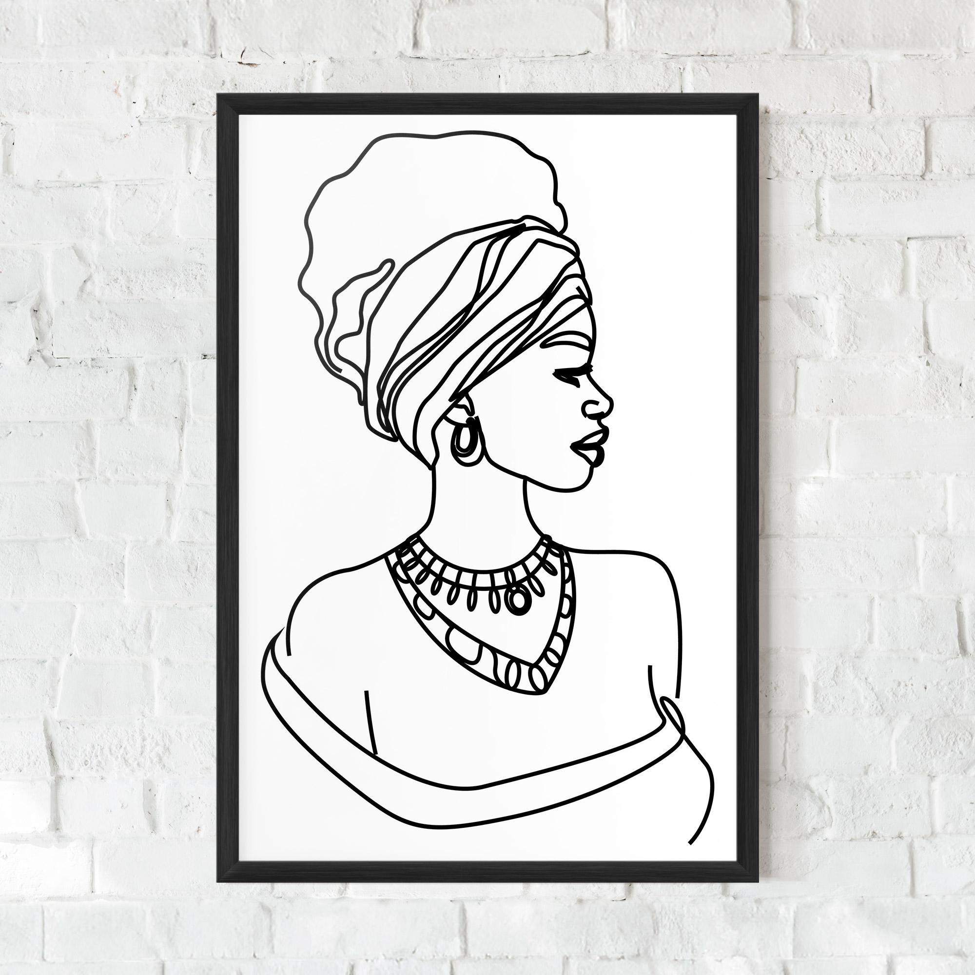 Gerahmte Poster Black Line African mockup 0
