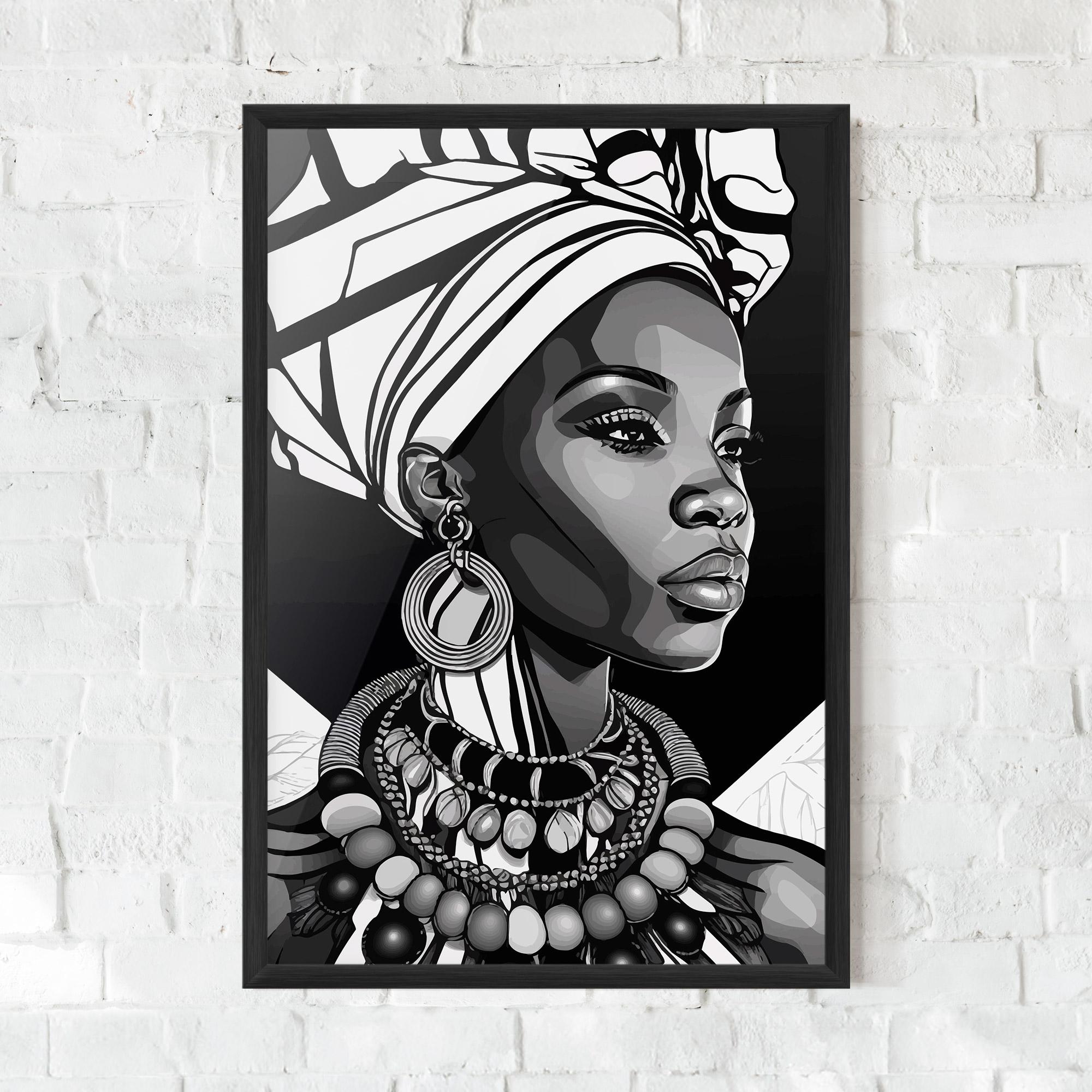 Gerahmte Poster Black White African mockup 0