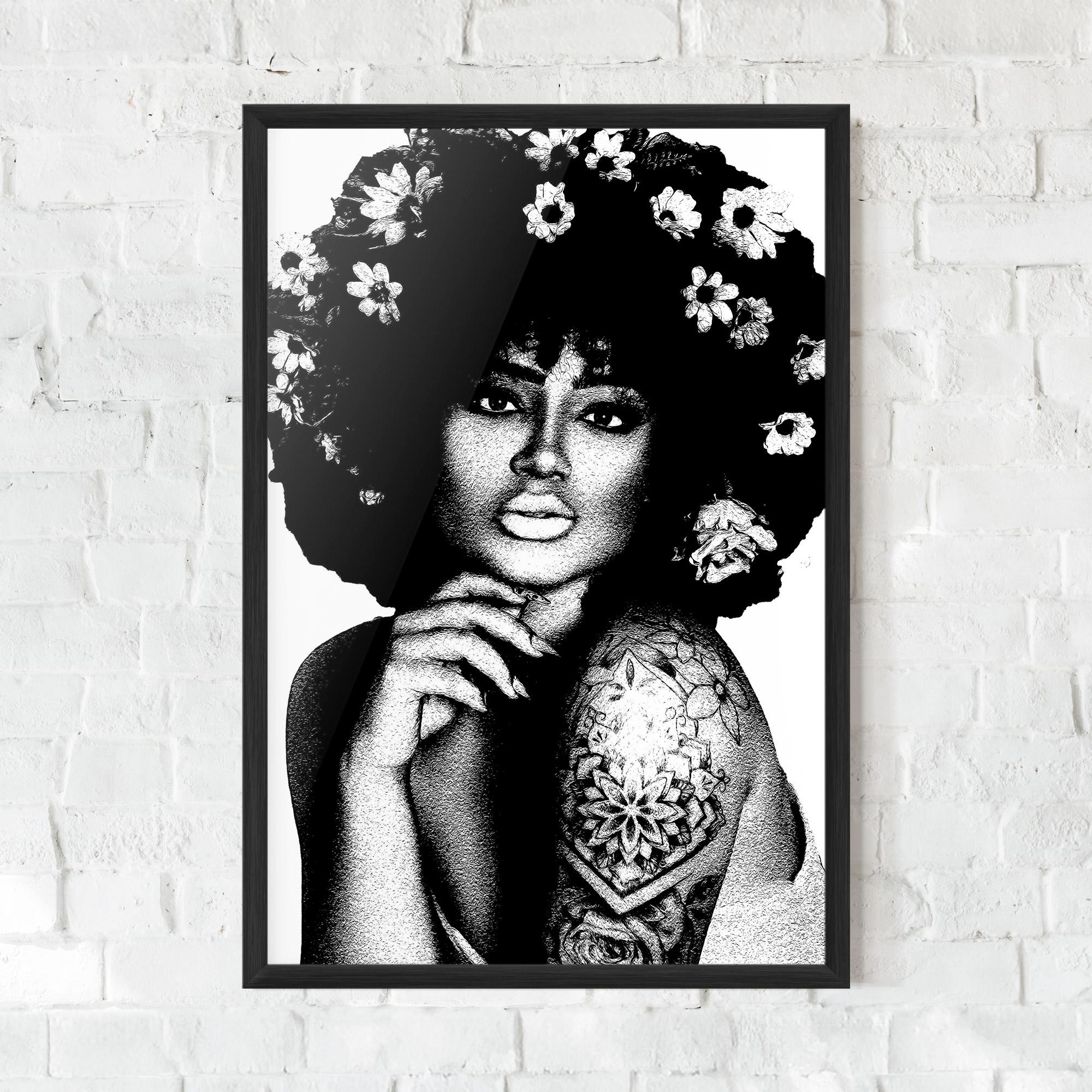 Gerahmte Poster Flower African Woman mockup 0
