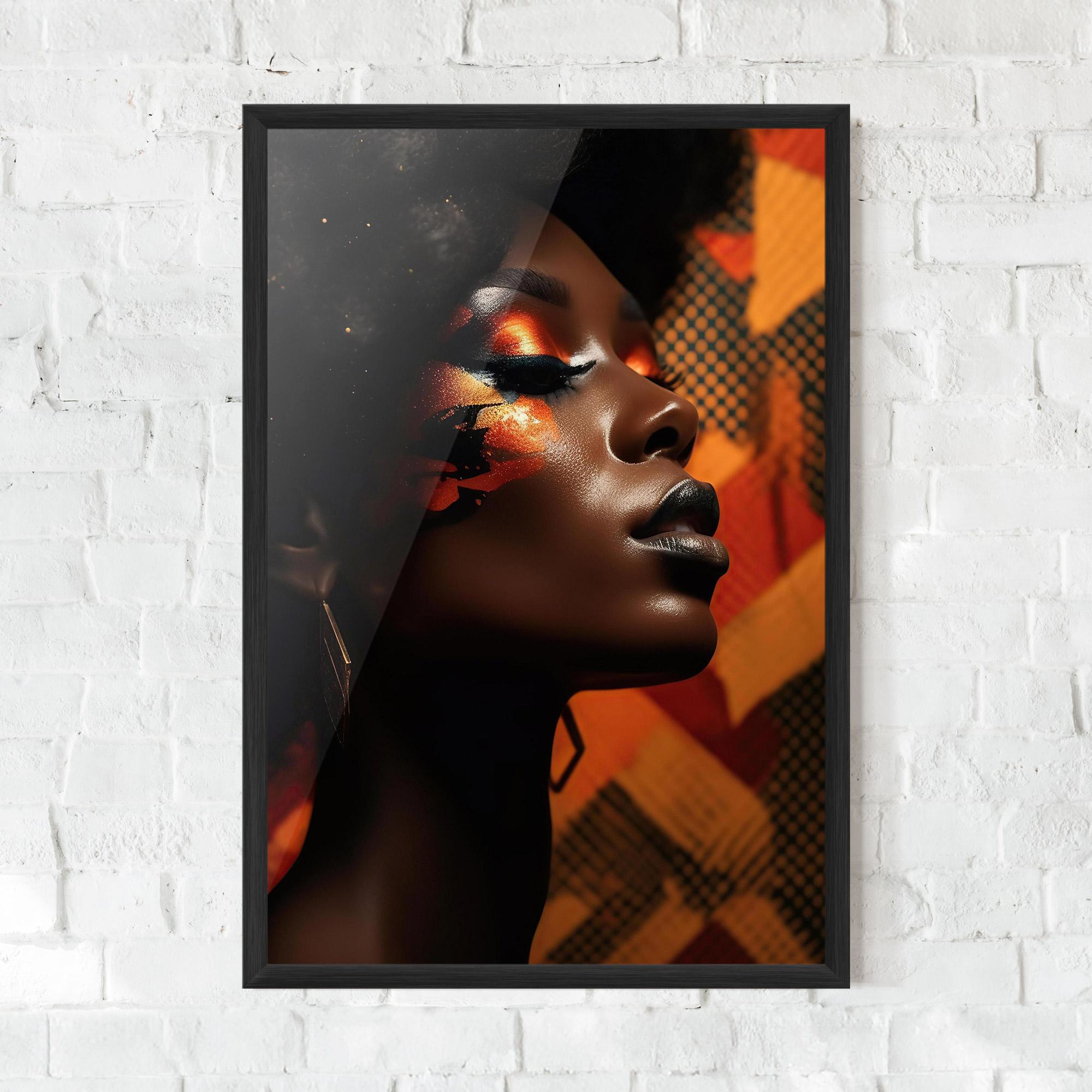 Gerahmte Poster Orange Makeup Woman mockup 0