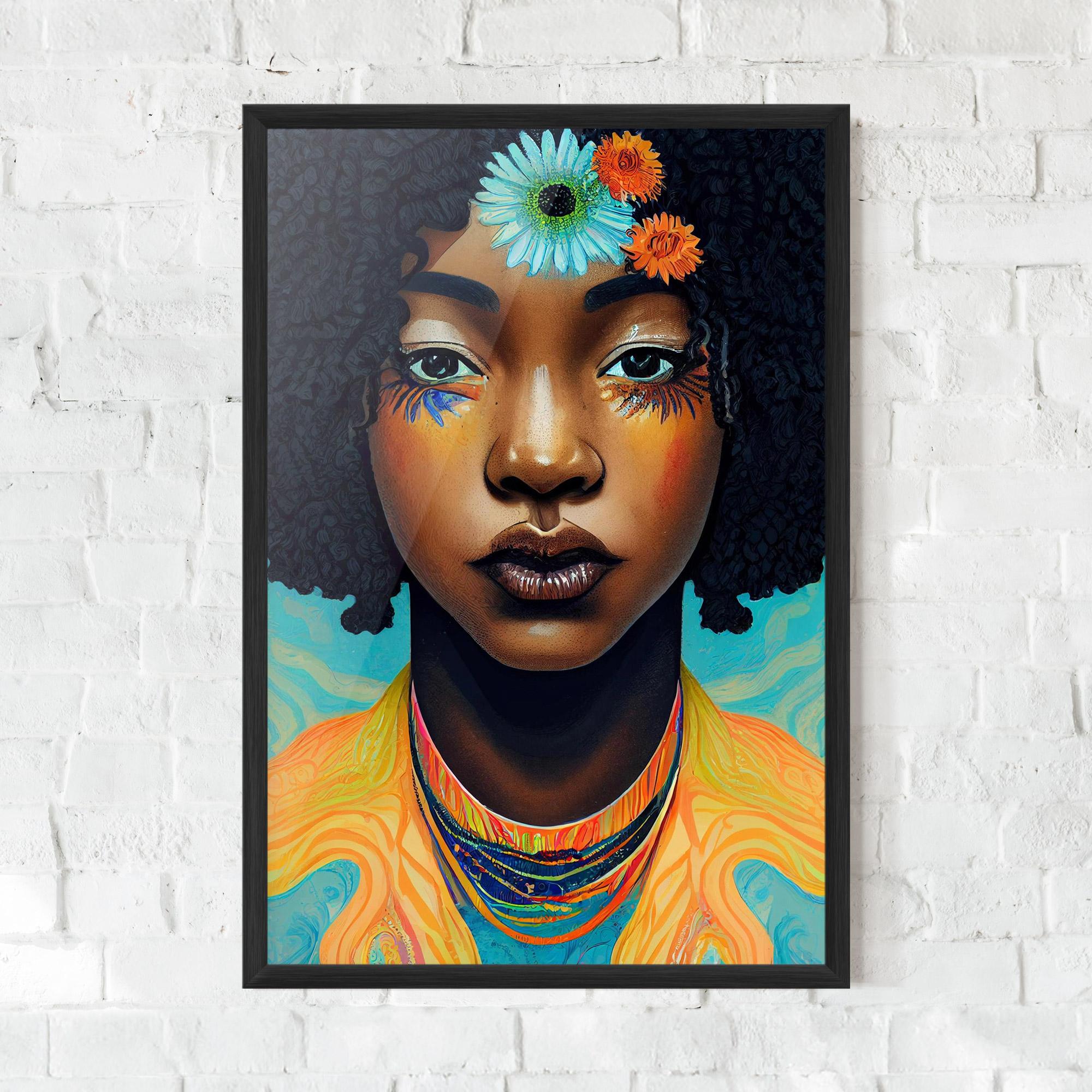 Gerahmte Poster Portrait With Flowers mockup 0