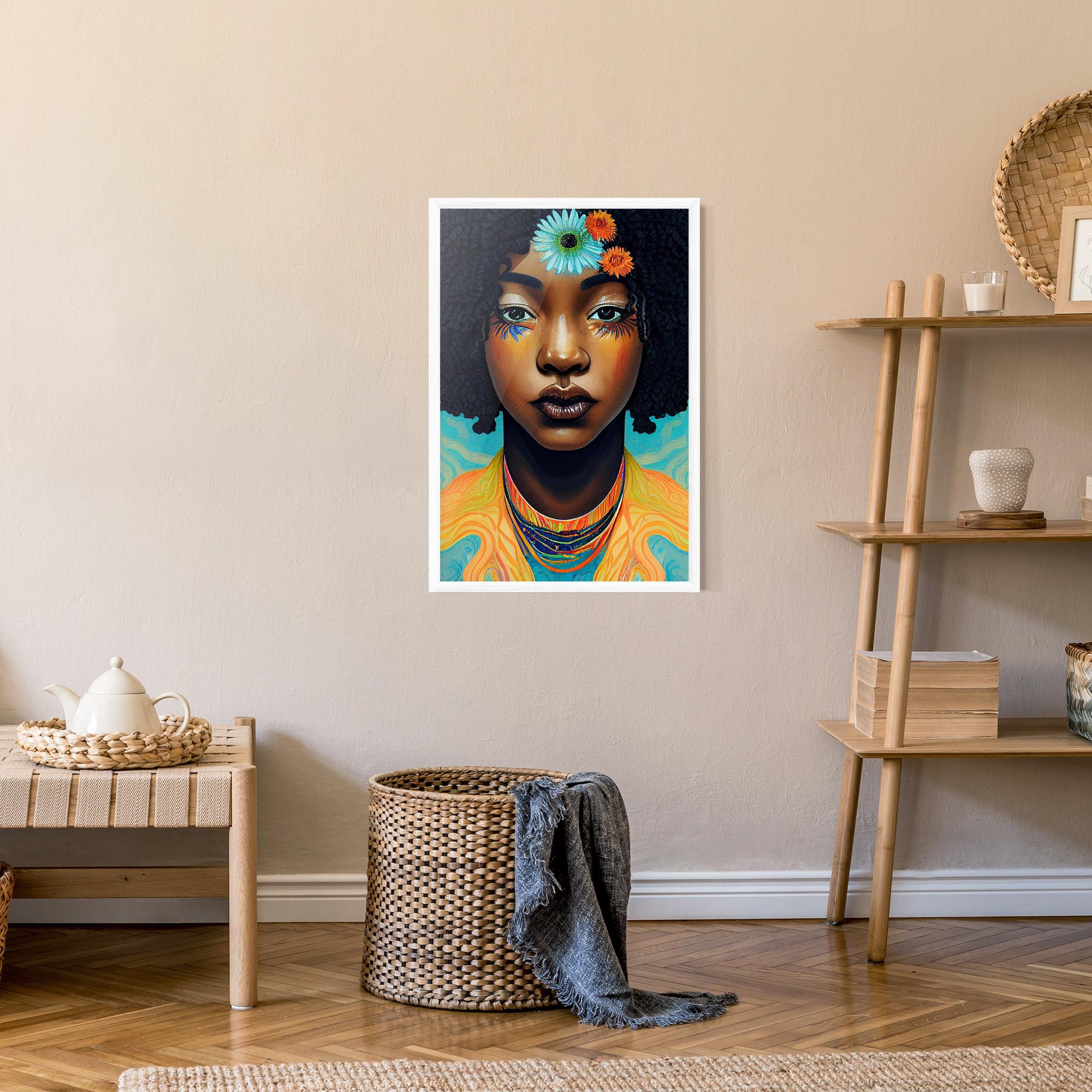 Gerahmte Poster Portrait With Flowers mockup 9