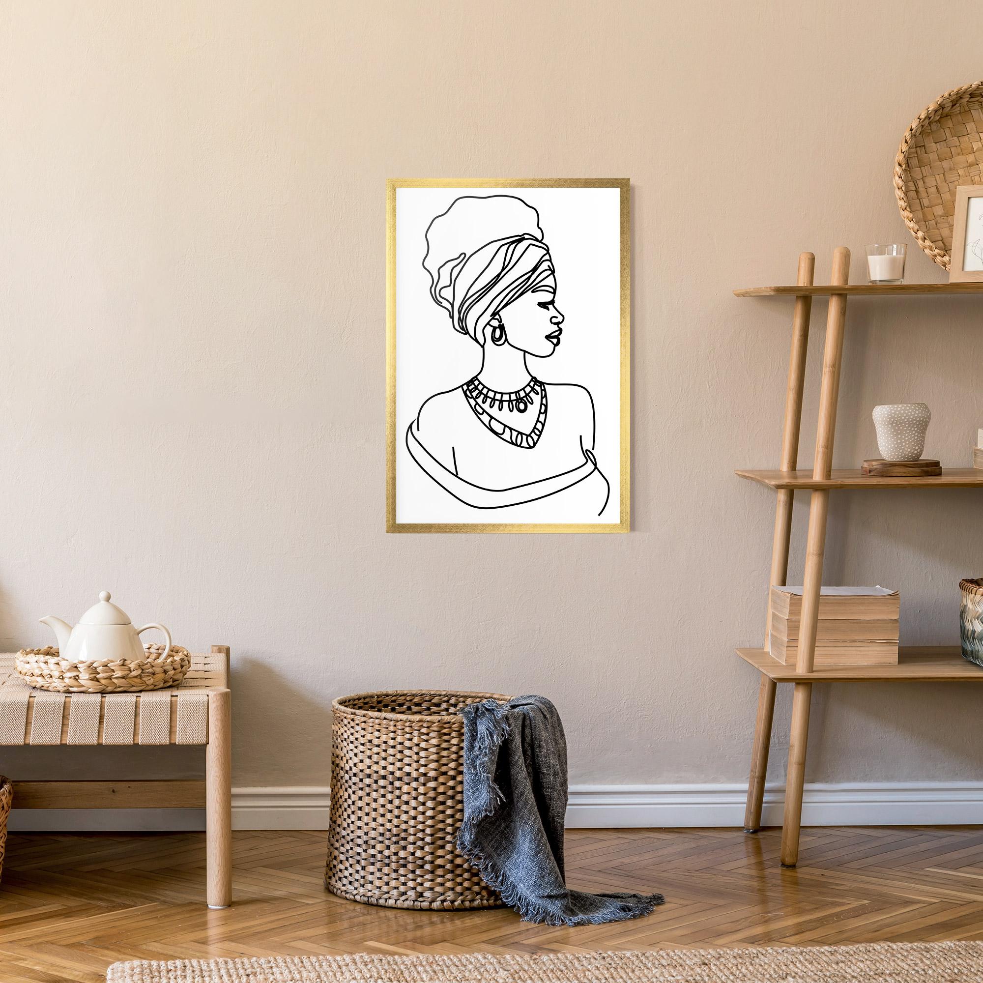 Gerahmte Poster Black Line African mockup 9