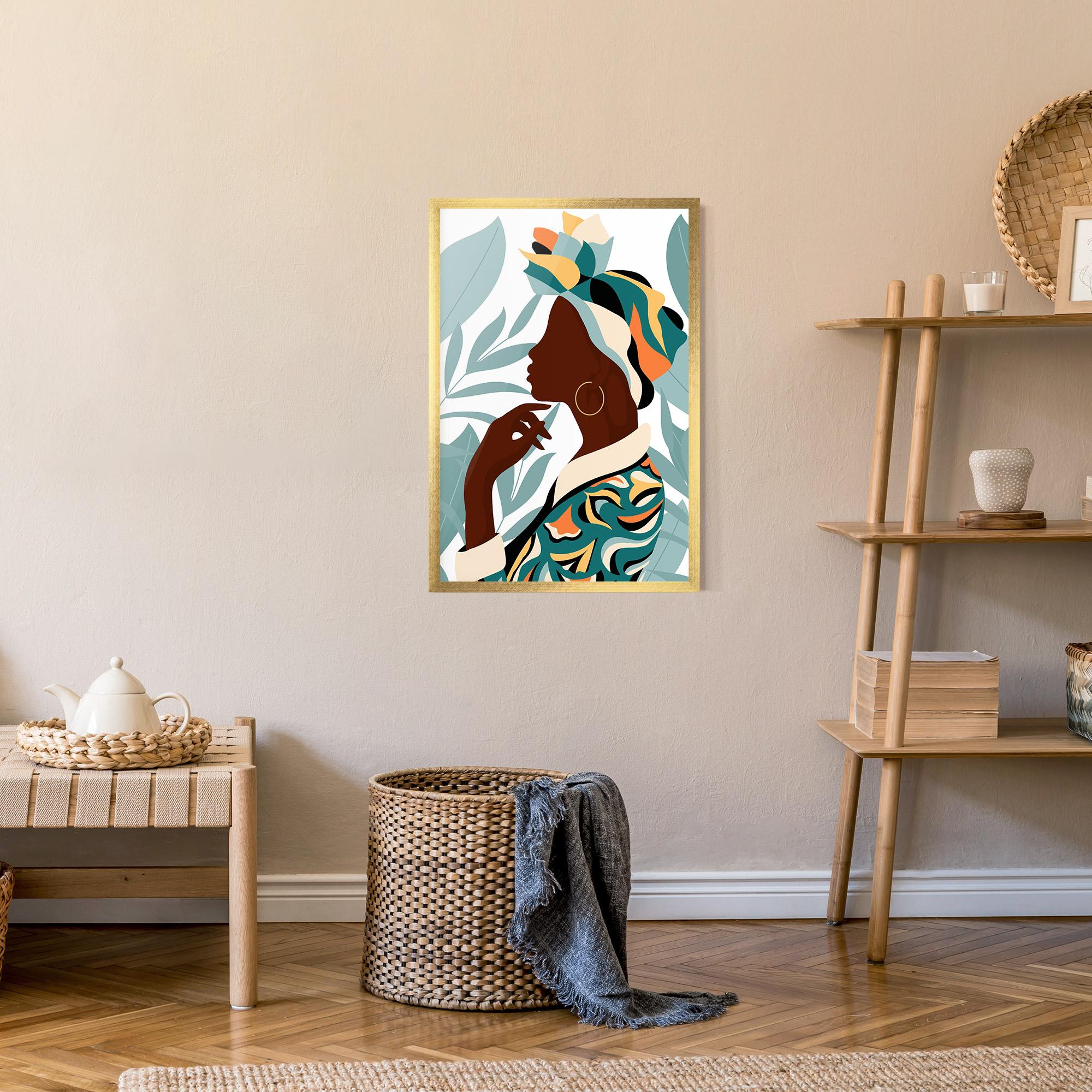 Gerahmte Poster Gold African Earring mockup 9