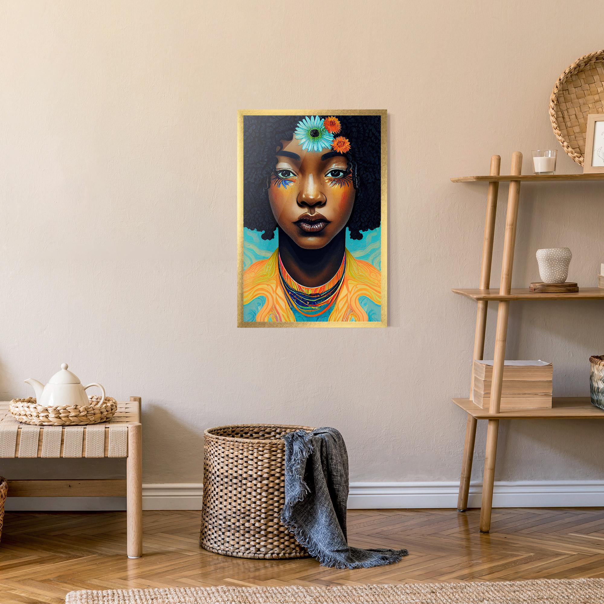 Gerahmte Poster Portrait With Flowers mockup 9