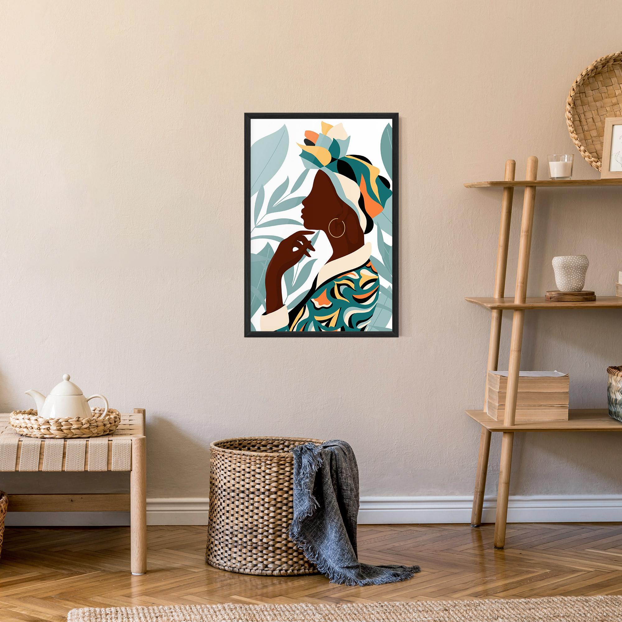 Gerahmte Poster Gold African Earring mockup 9