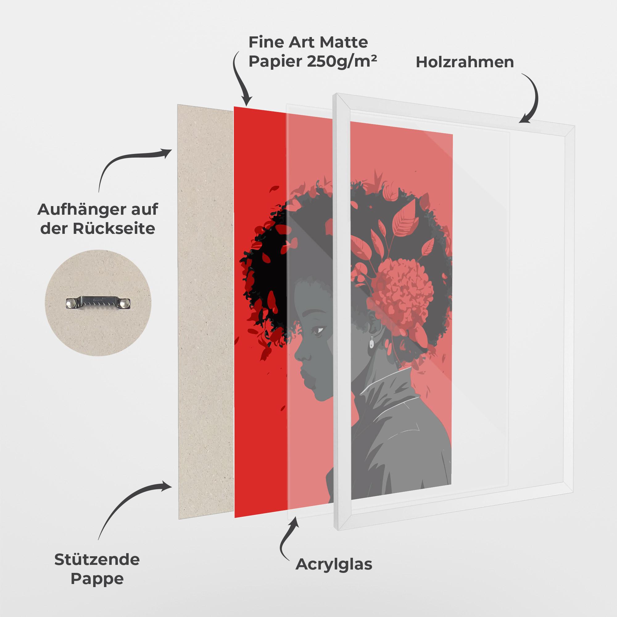 Gerahmte Poster African Red Flower mockup 1