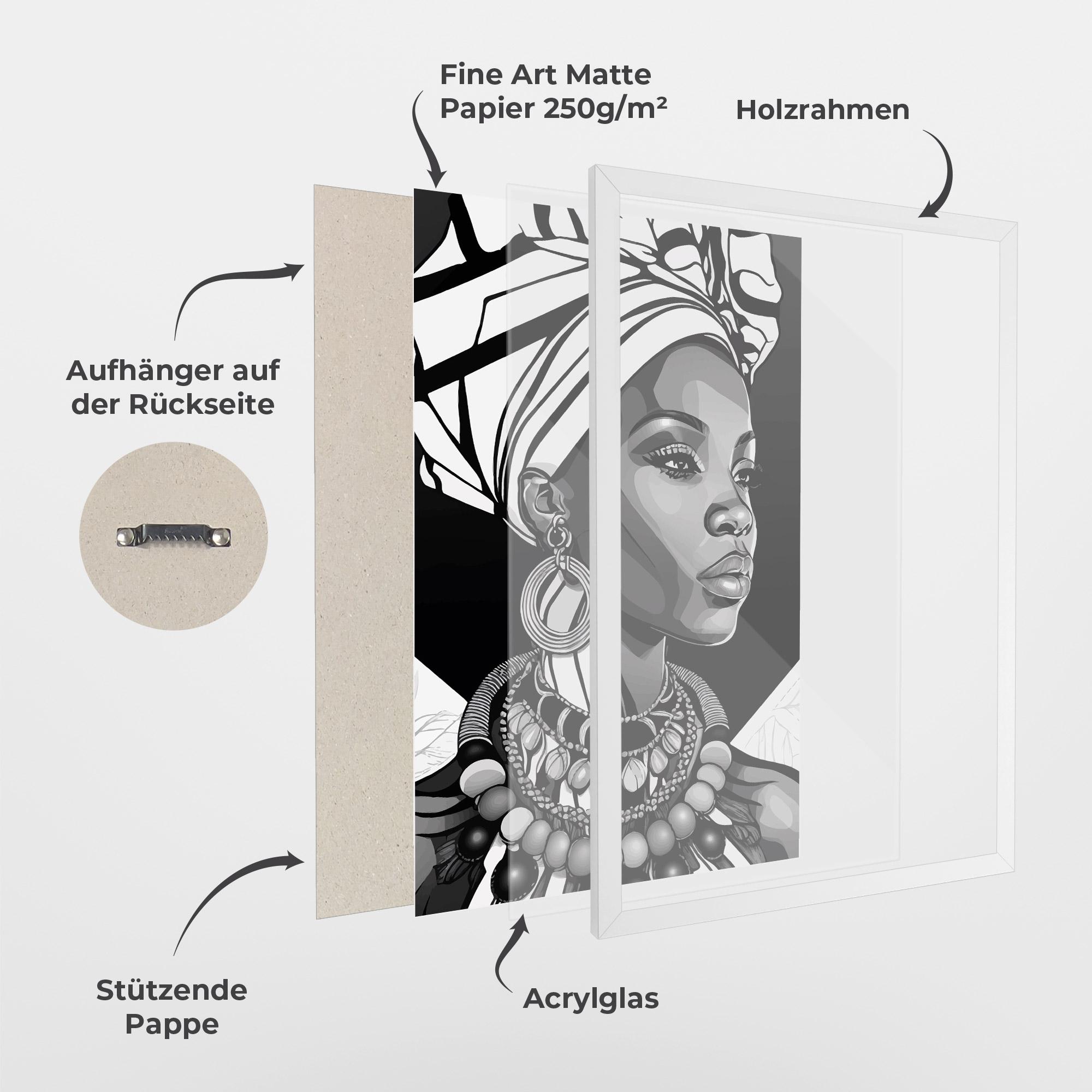 Gerahmte Poster Black White African mockup 1