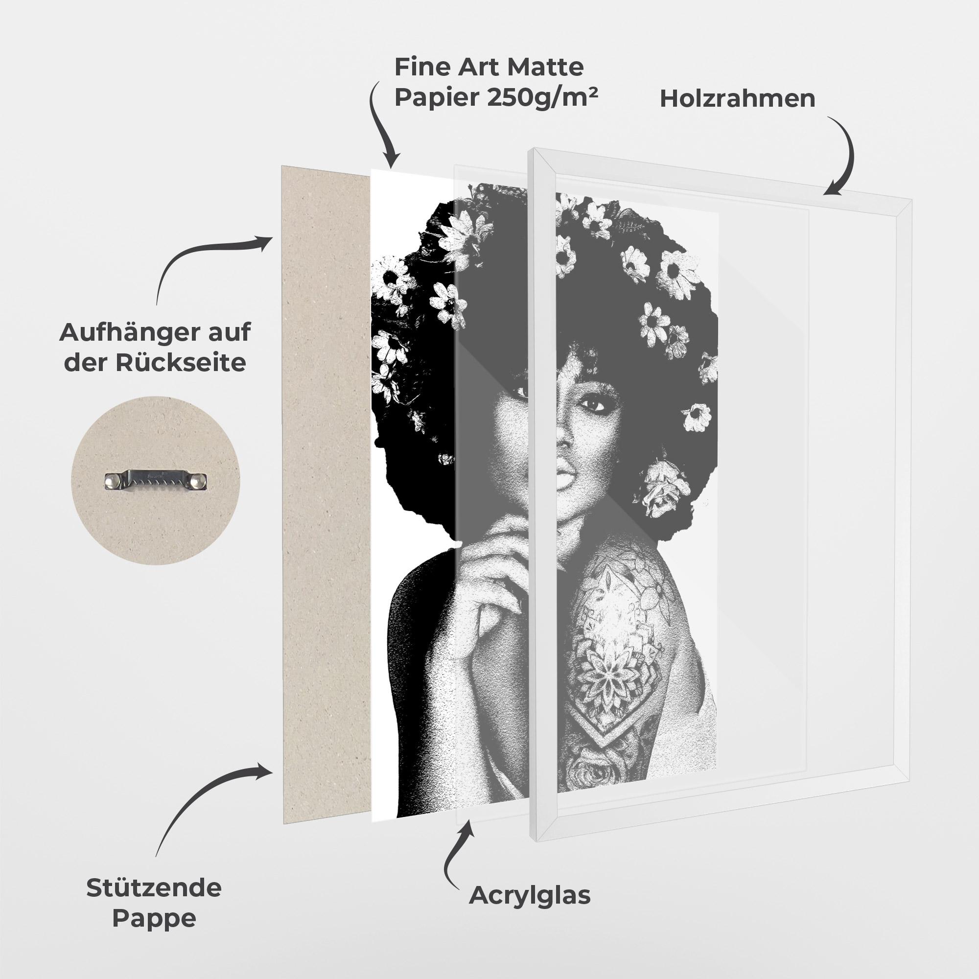 Gerahmte Poster Flower African Woman mockup 1