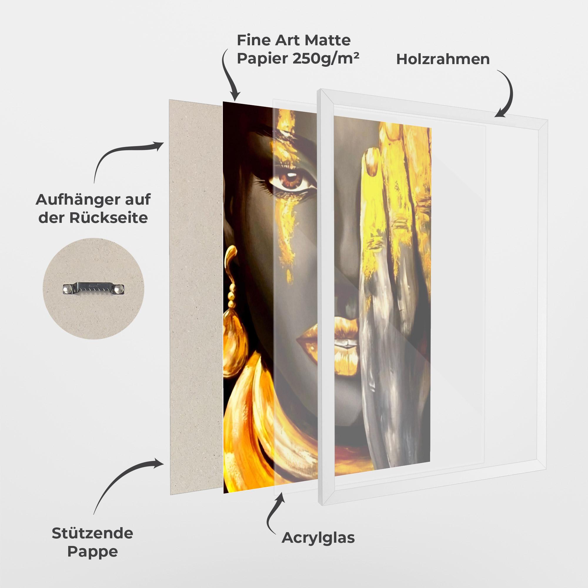 Gerahmte Poster Golden African Women mockup 1