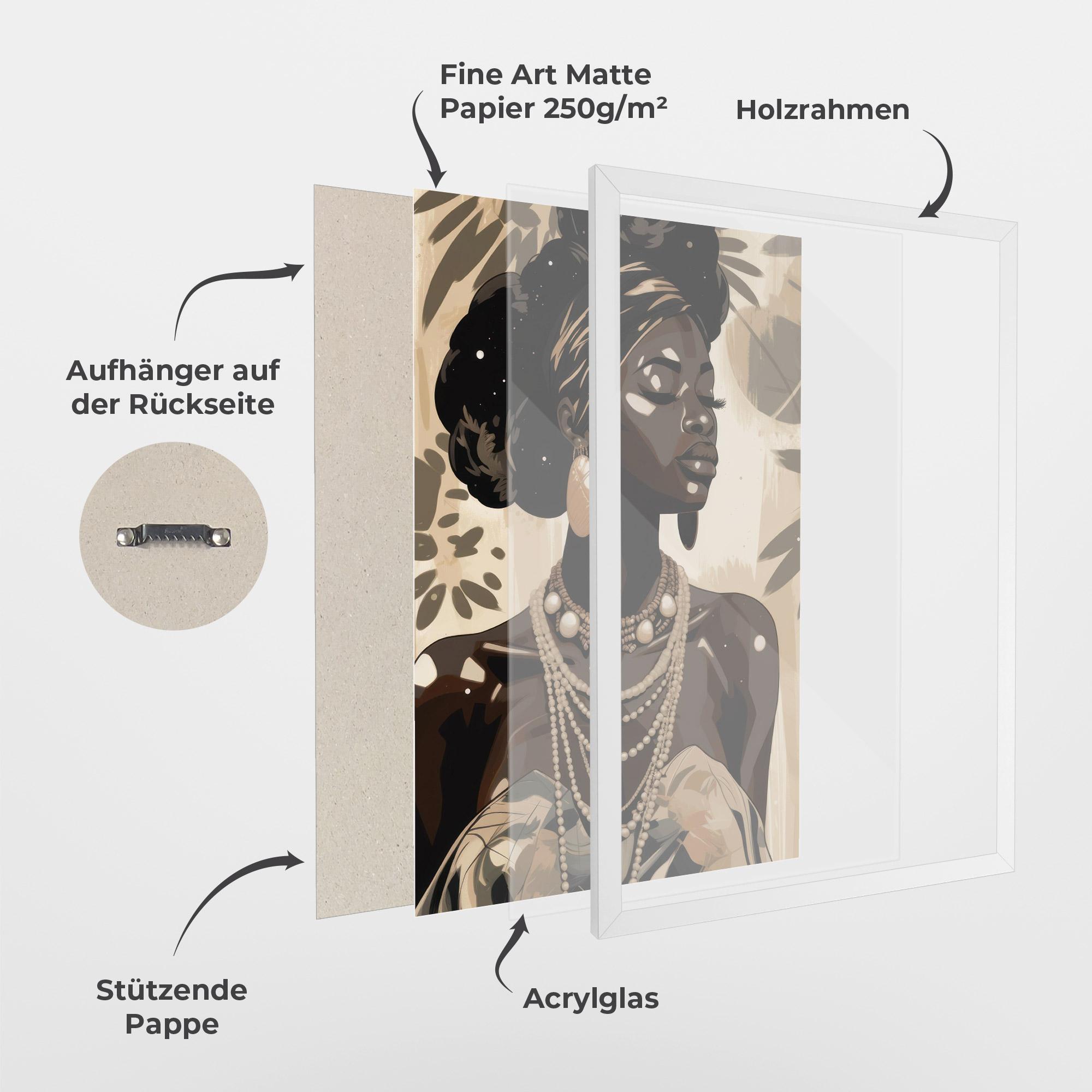 Gerahmte Poster Wearing Necklace Graphic mockup 1