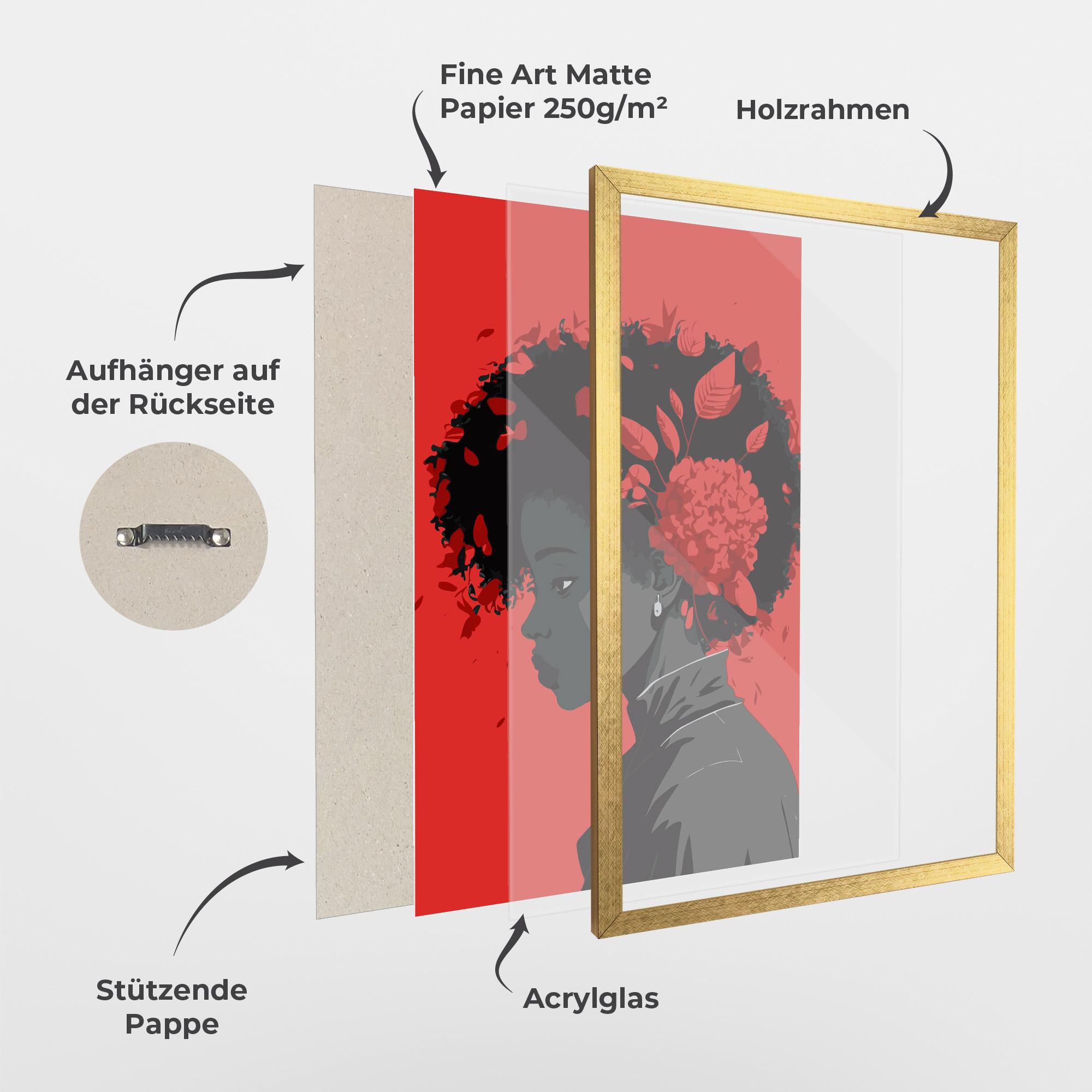 Gerahmte Poster African Red Flower mockup 1