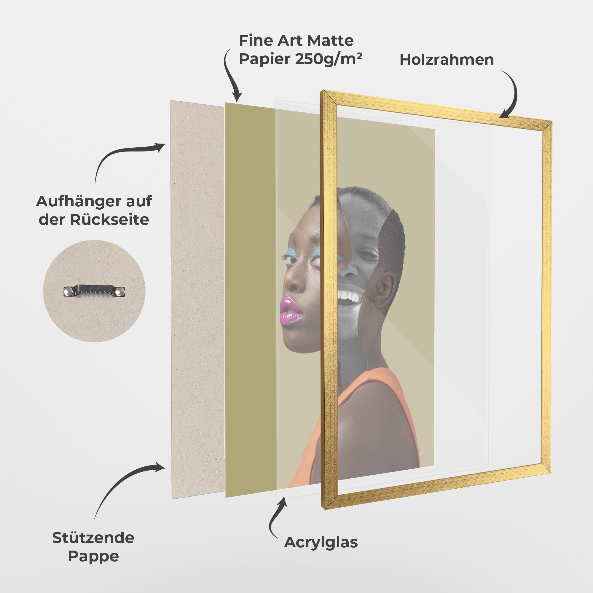 Gerahmte Poster American Woman Collage mockup 1