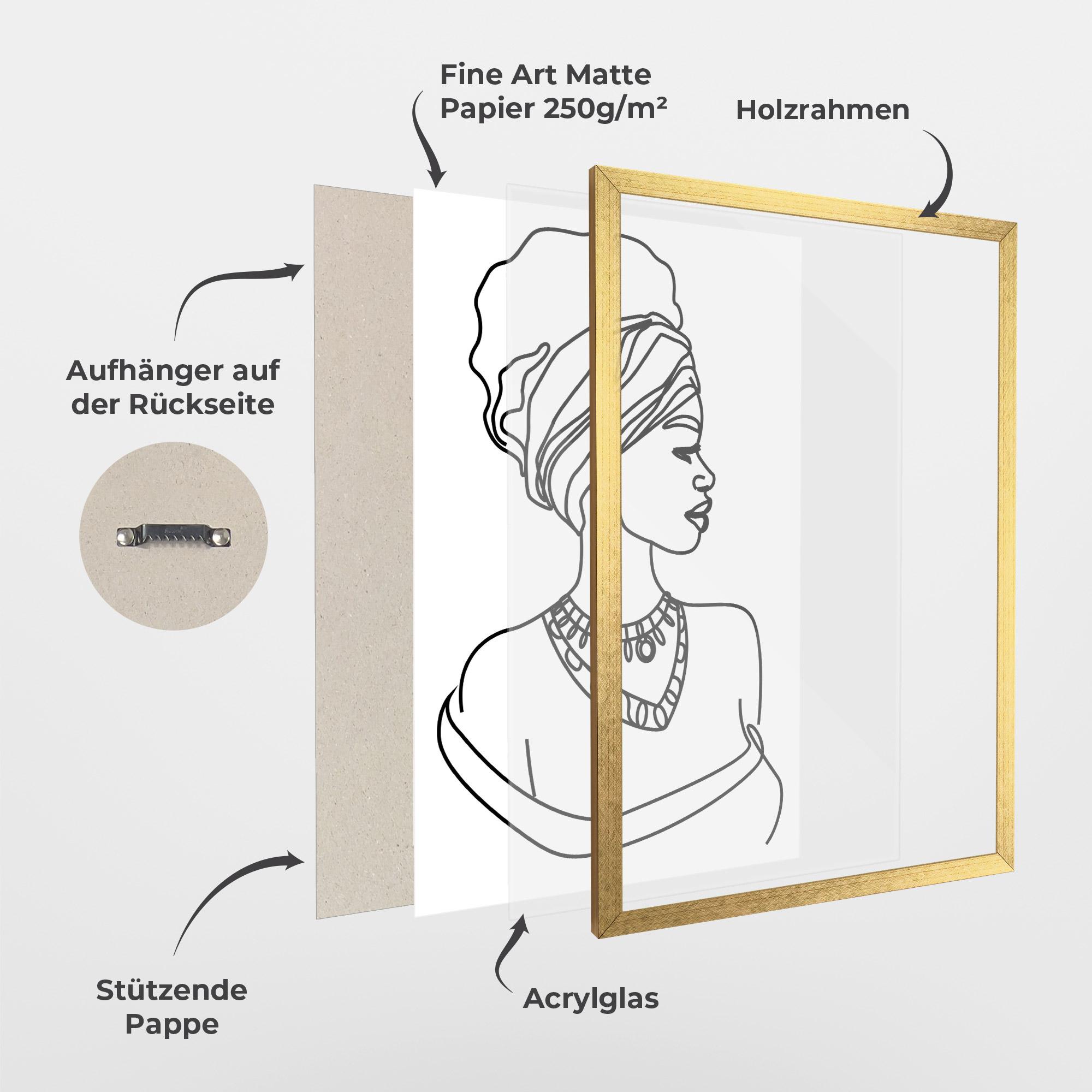 Gerahmte Poster Black Line African mockup 1