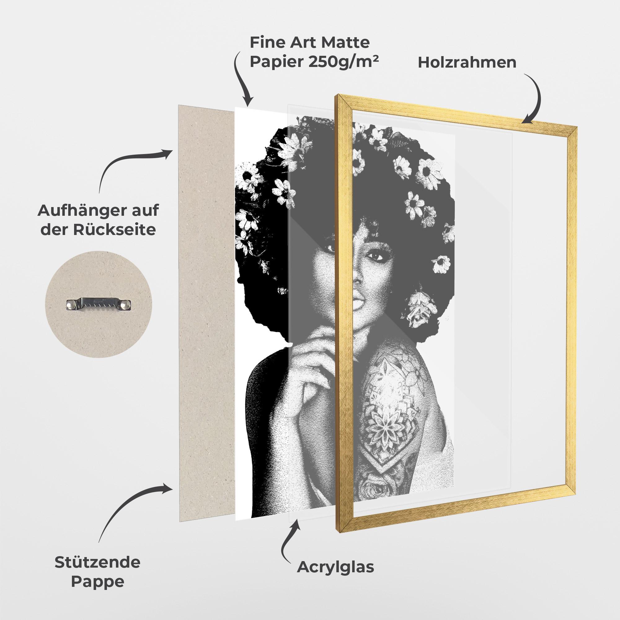 Gerahmte Poster Flower African Woman mockup 1