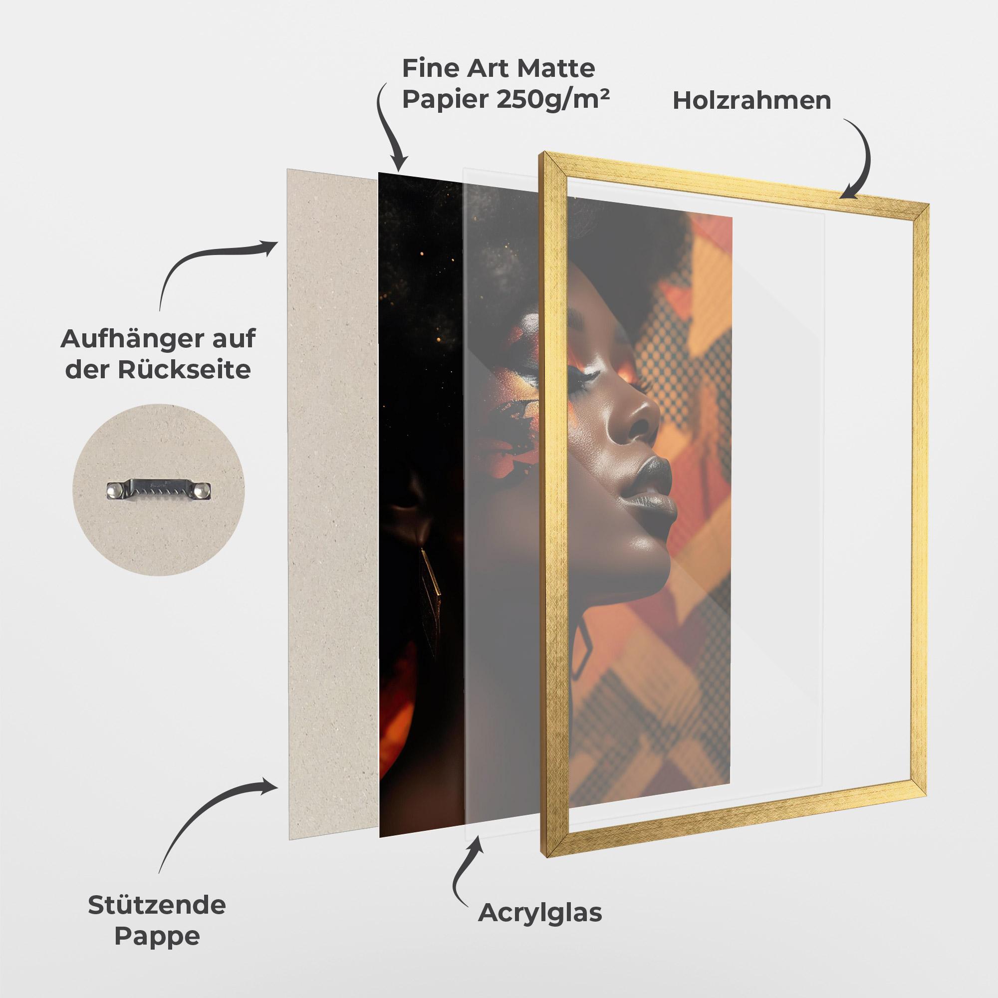 Gerahmte Poster Orange Makeup Woman mockup 1