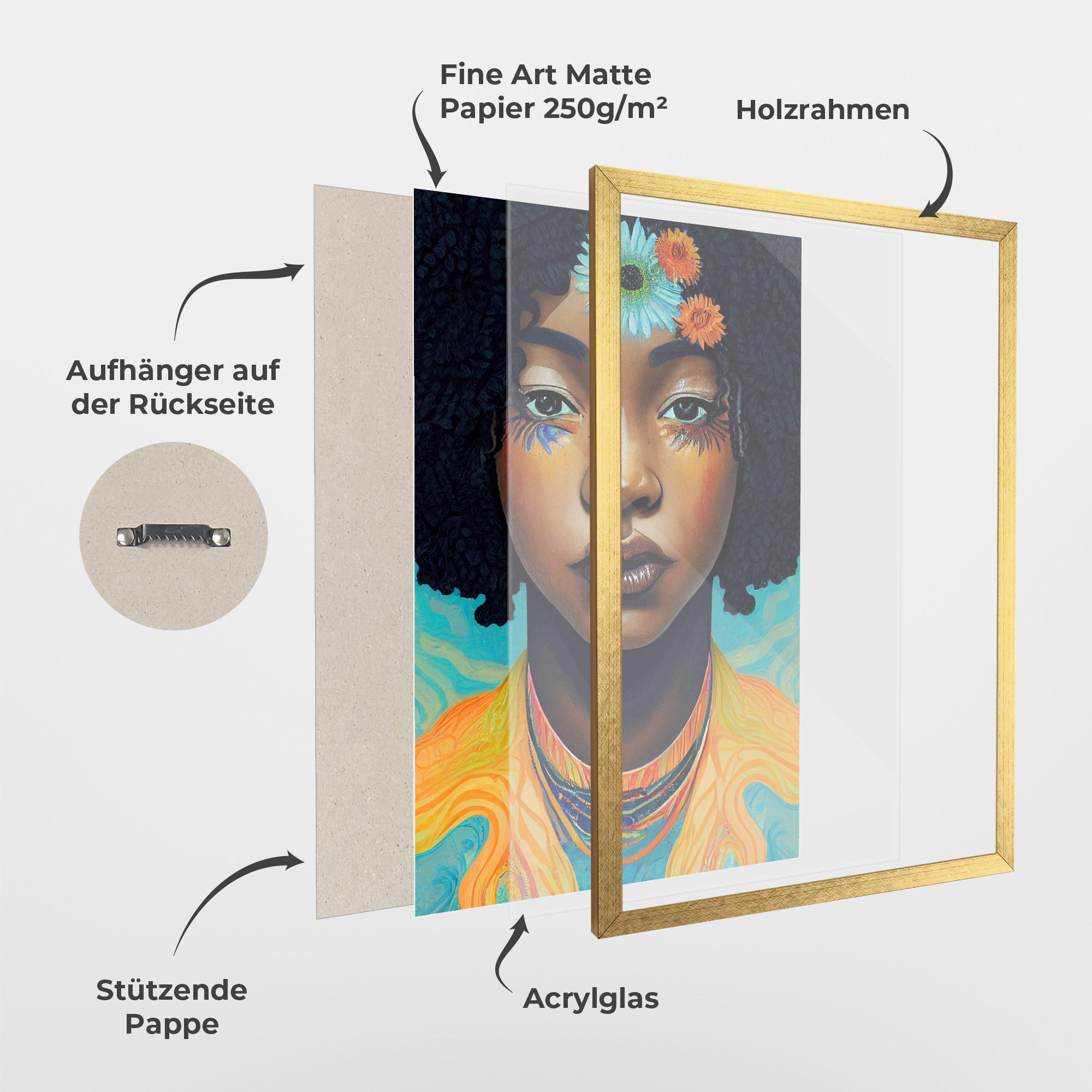 Gerahmte Poster Portrait With Flowers mockup 1