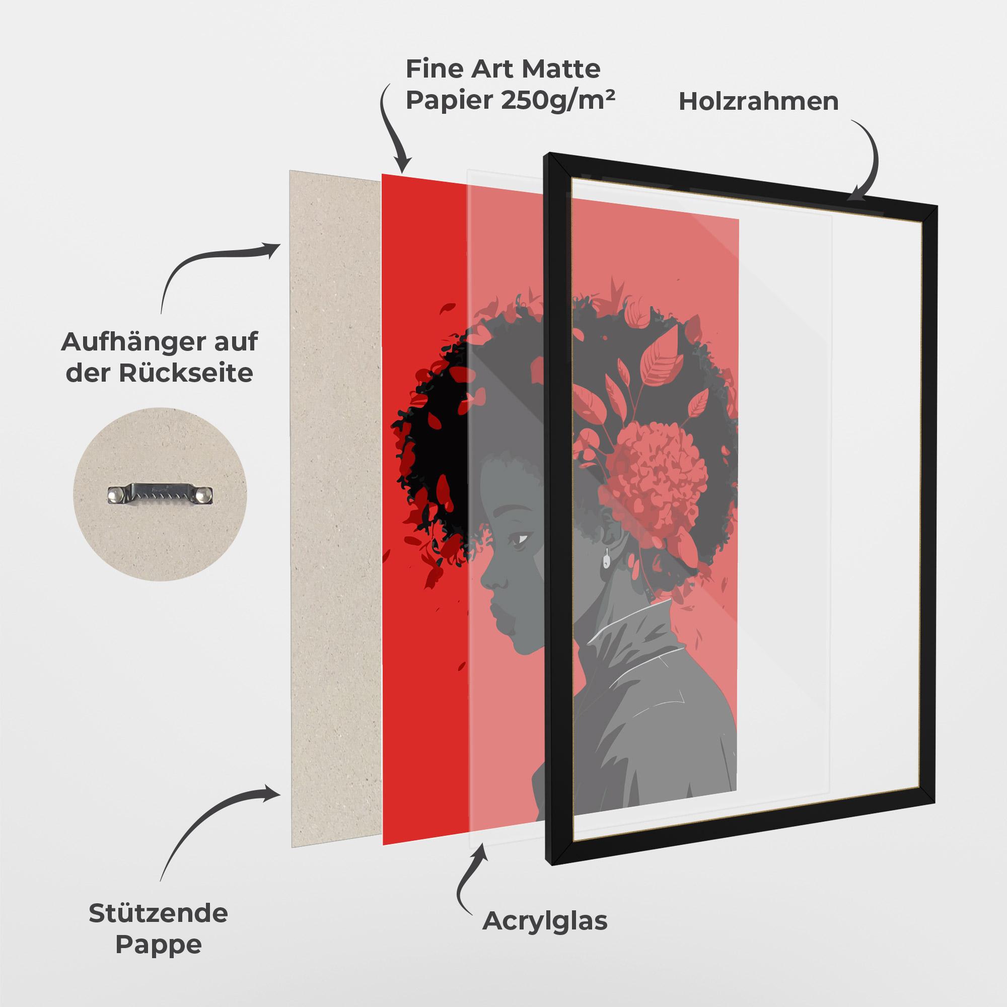 Gerahmte Poster African Red Flower mockup 1