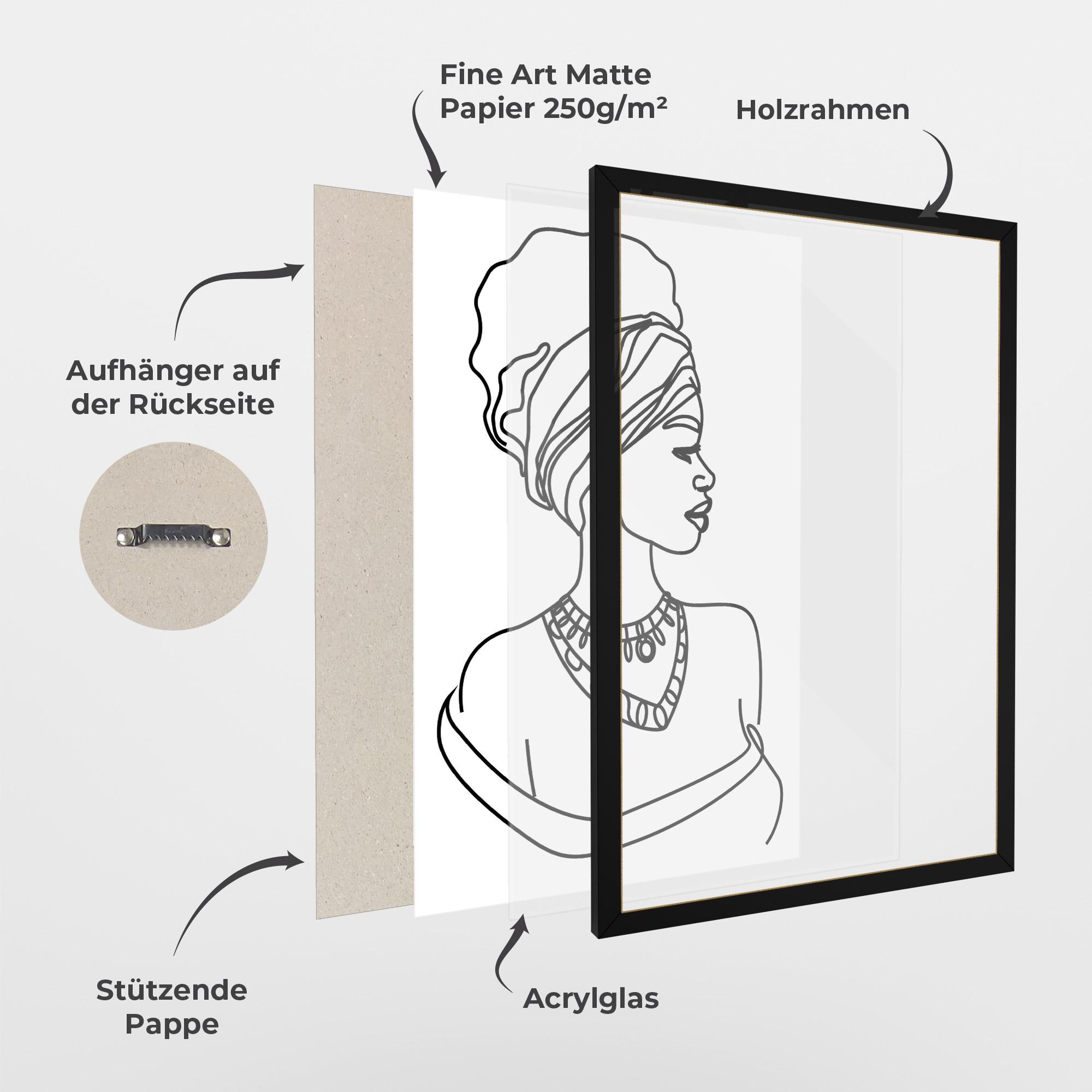 Gerahmte Poster Black Line African mockup 1