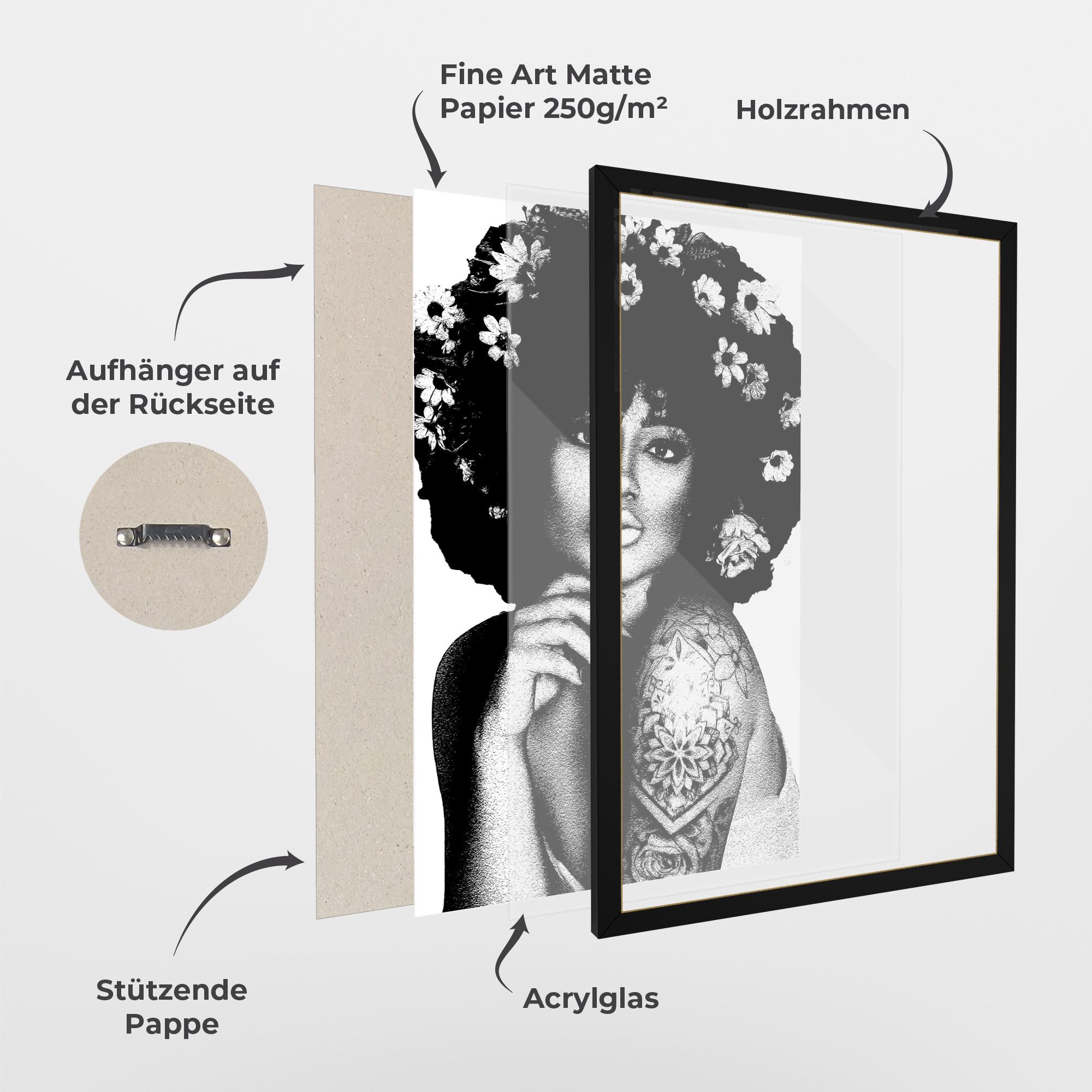 Gerahmte Poster Flower African Woman mockup 1