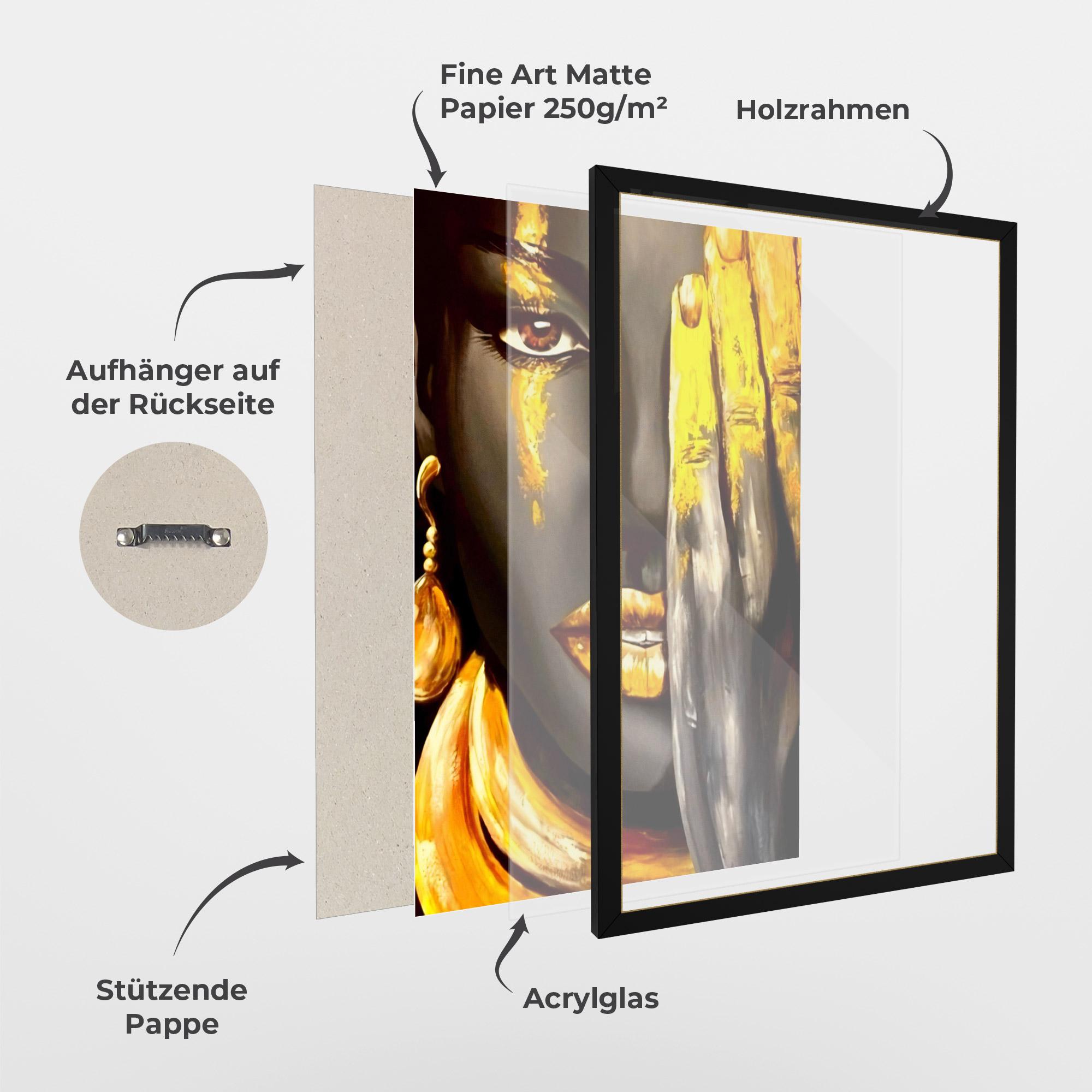 Gerahmte Poster Golden African Women mockup 1