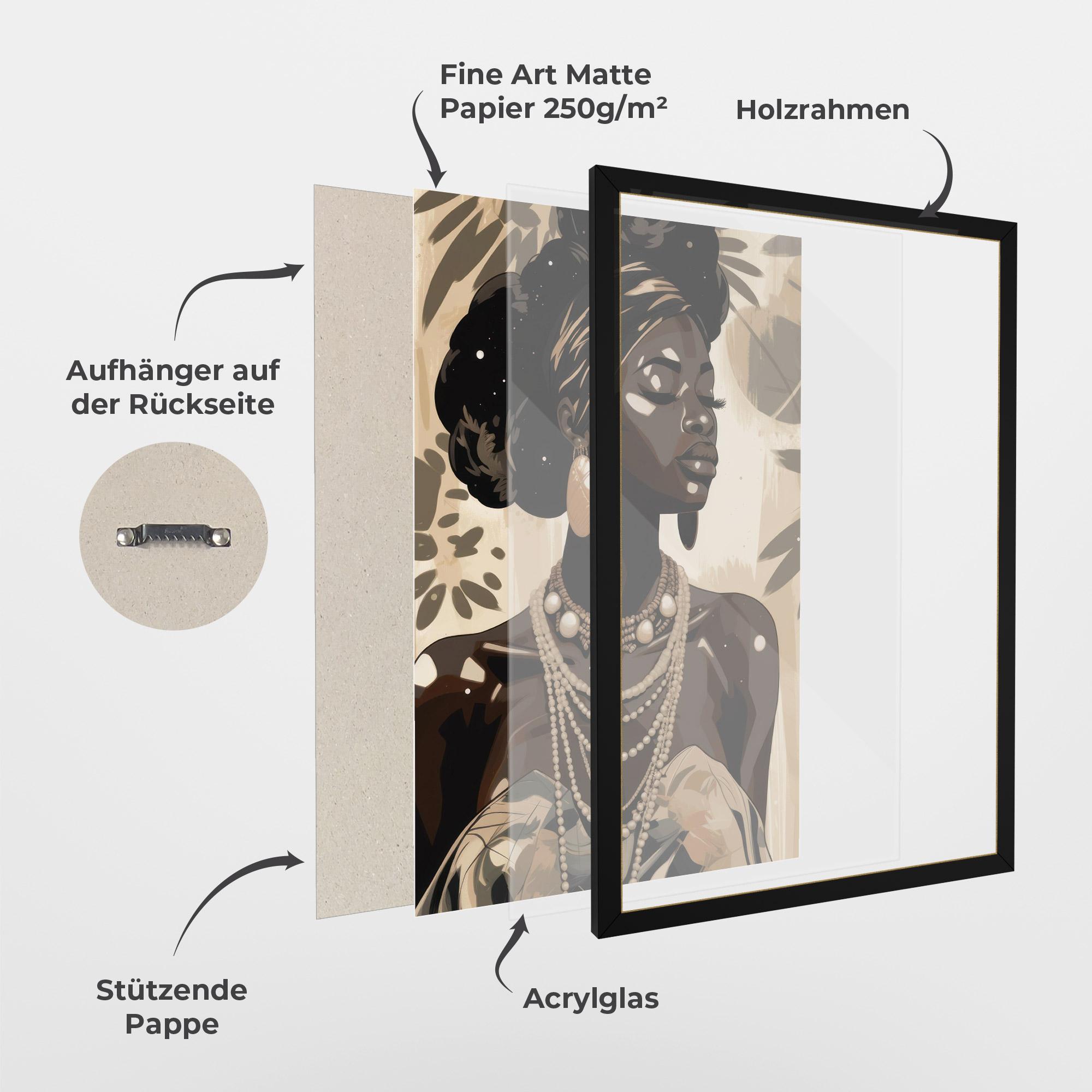 Gerahmte Poster Wearing Necklace Graphic mockup 1