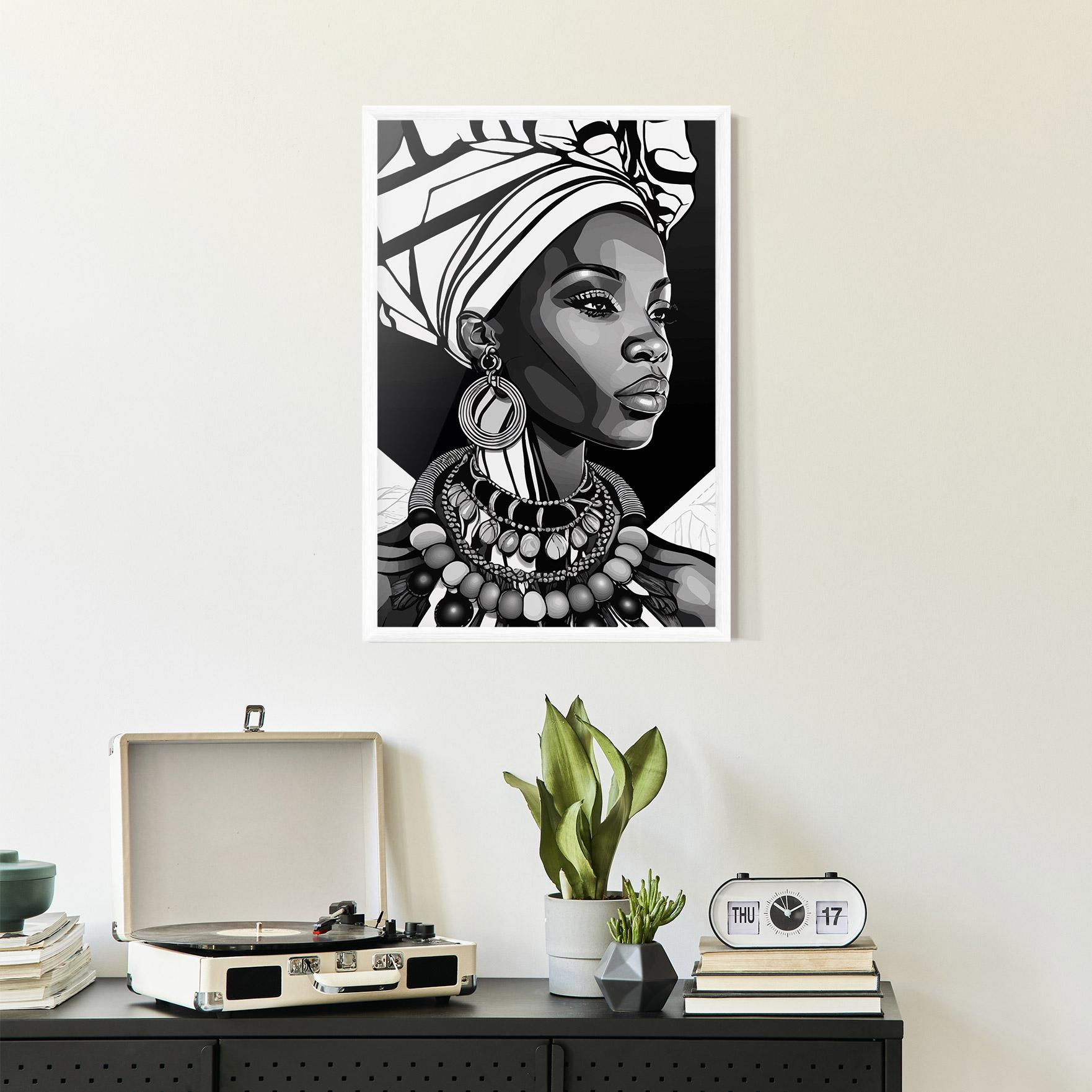 Gerahmte Poster Black White African mockup 2