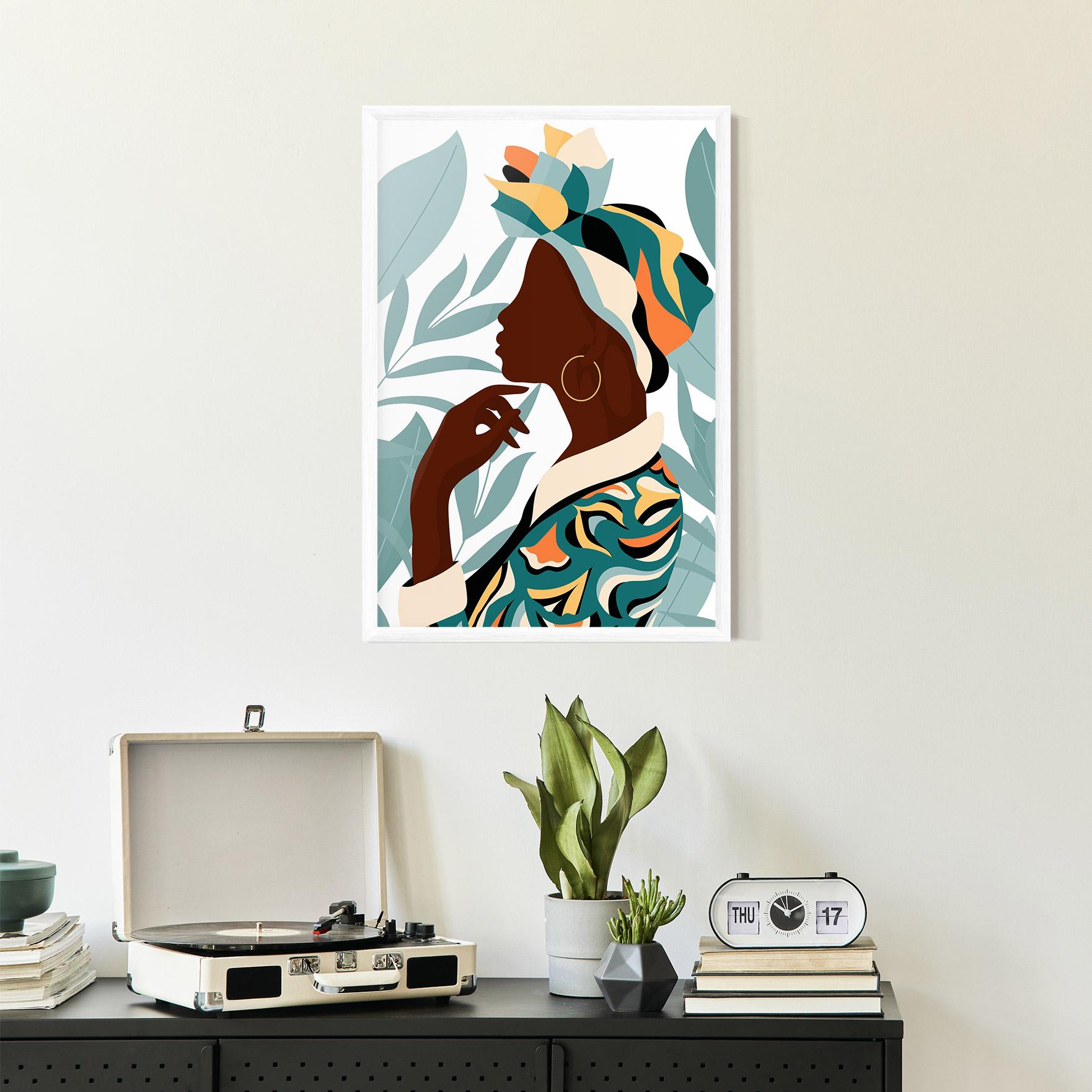 Gerahmte Poster Gold African Earring mockup 2