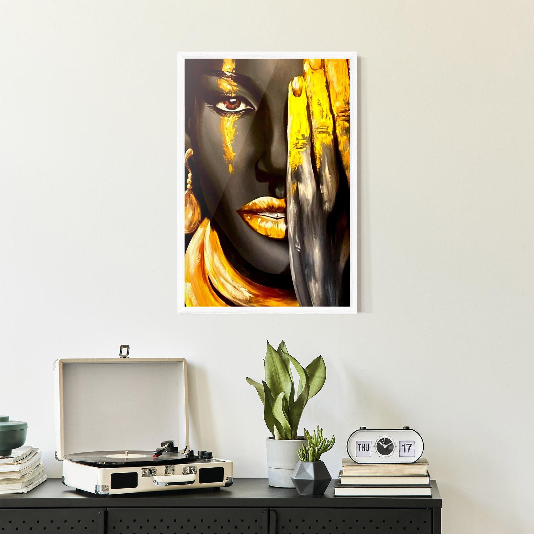 Gerahmte Poster Golden African Women mockup 2