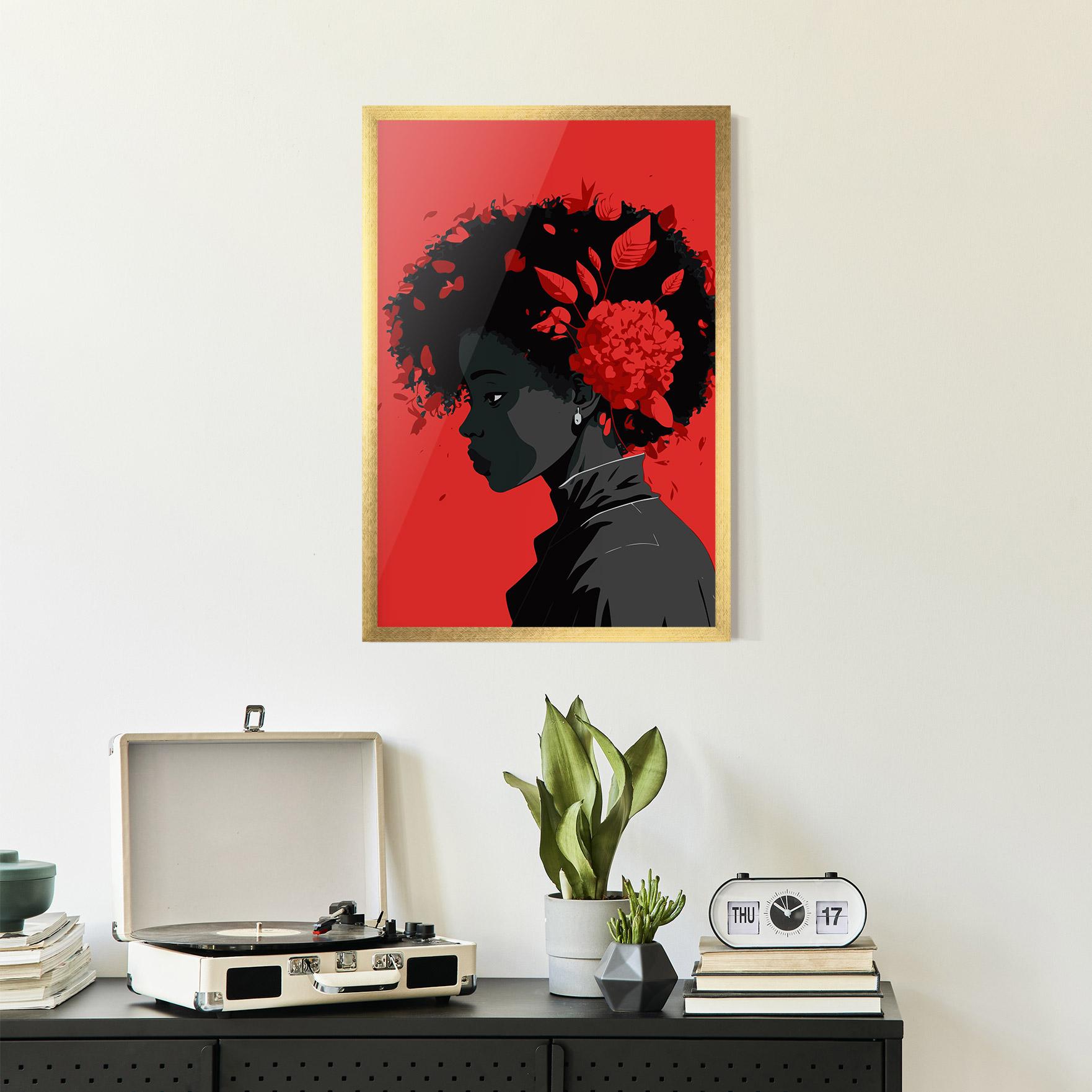 Gerahmte Poster African Red Flower mockup 2