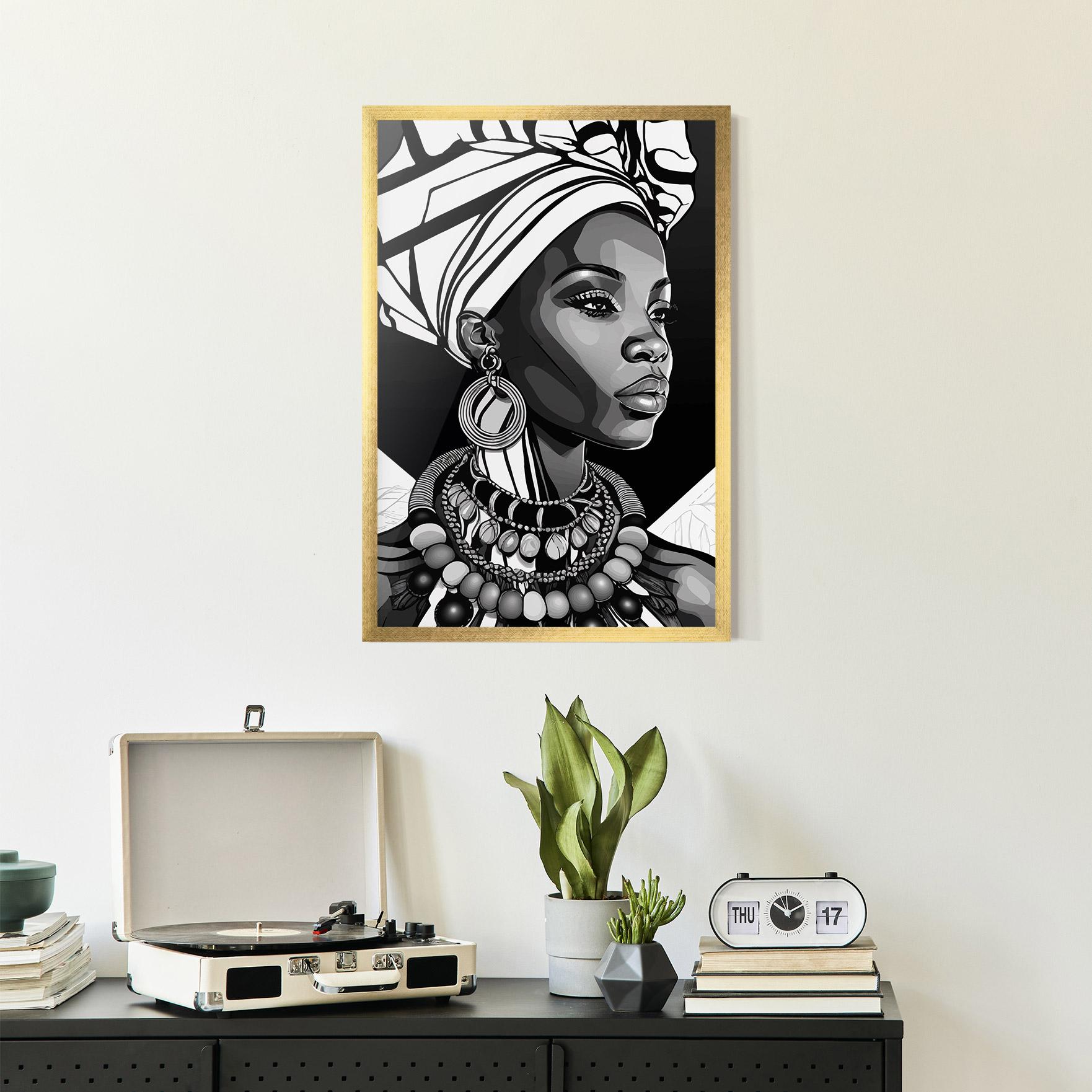 Gerahmte Poster Black White African mockup 2