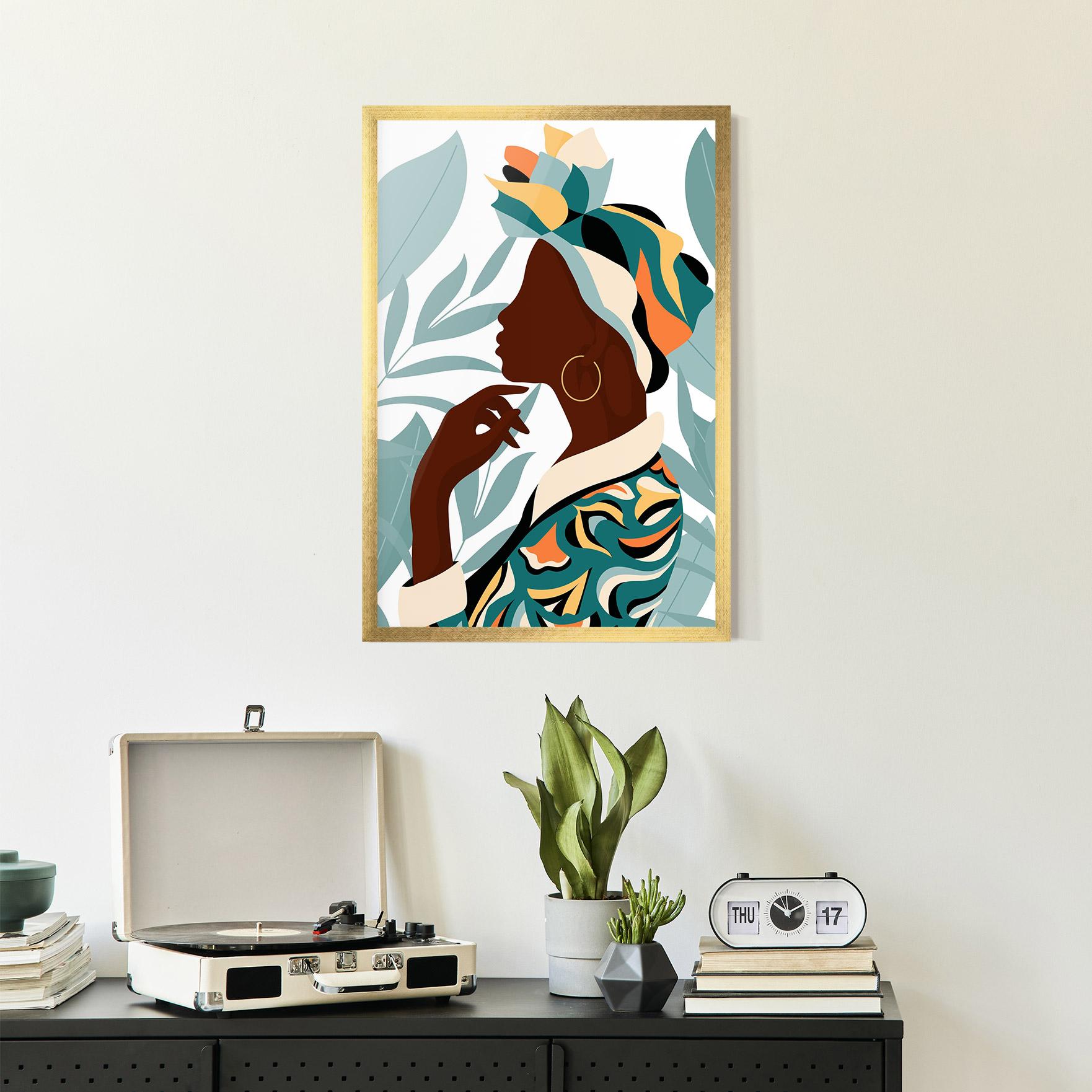 Gerahmte Poster Gold African Earring mockup 2