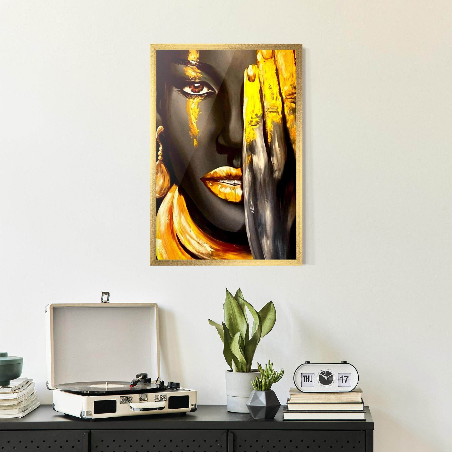 Gerahmte Poster Golden African Women mockup 2