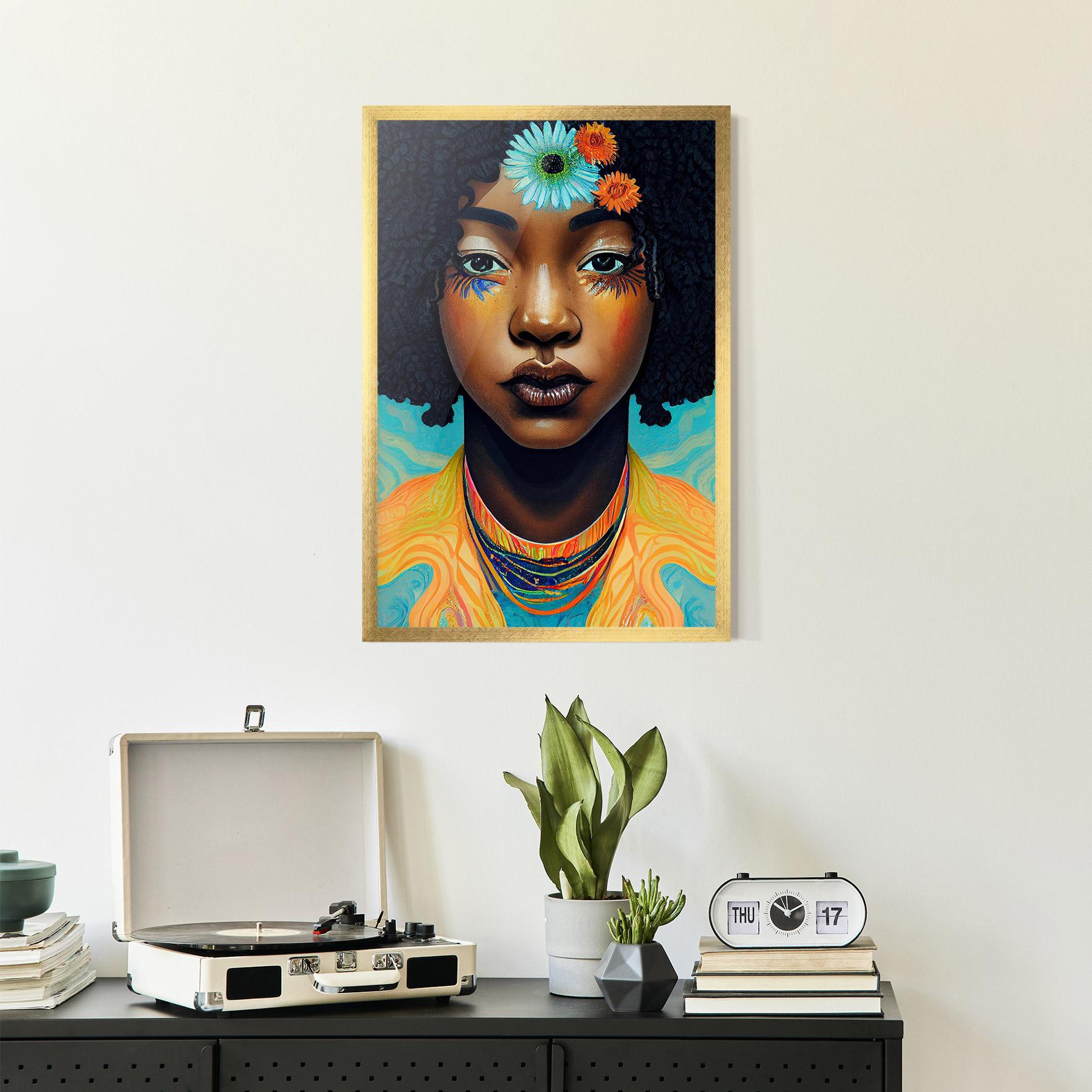 Gerahmte Poster Portrait With Flowers mockup 2