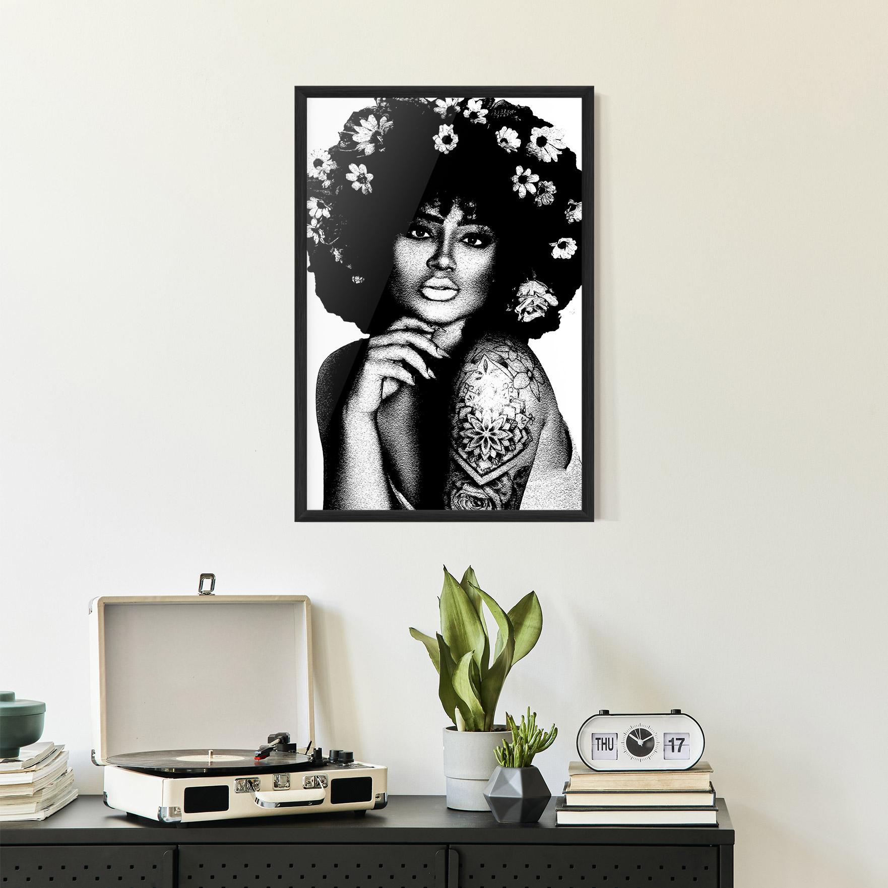 Gerahmte Poster Flower African Woman mockup 2