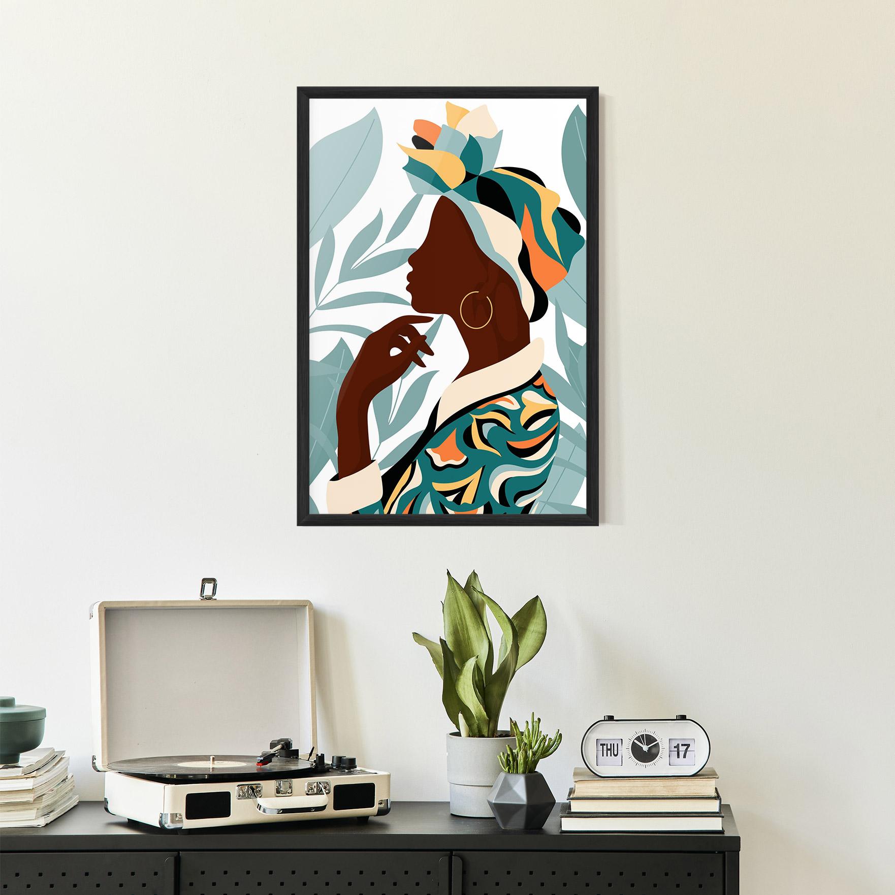 Gerahmte Poster Gold African Earring mockup 2