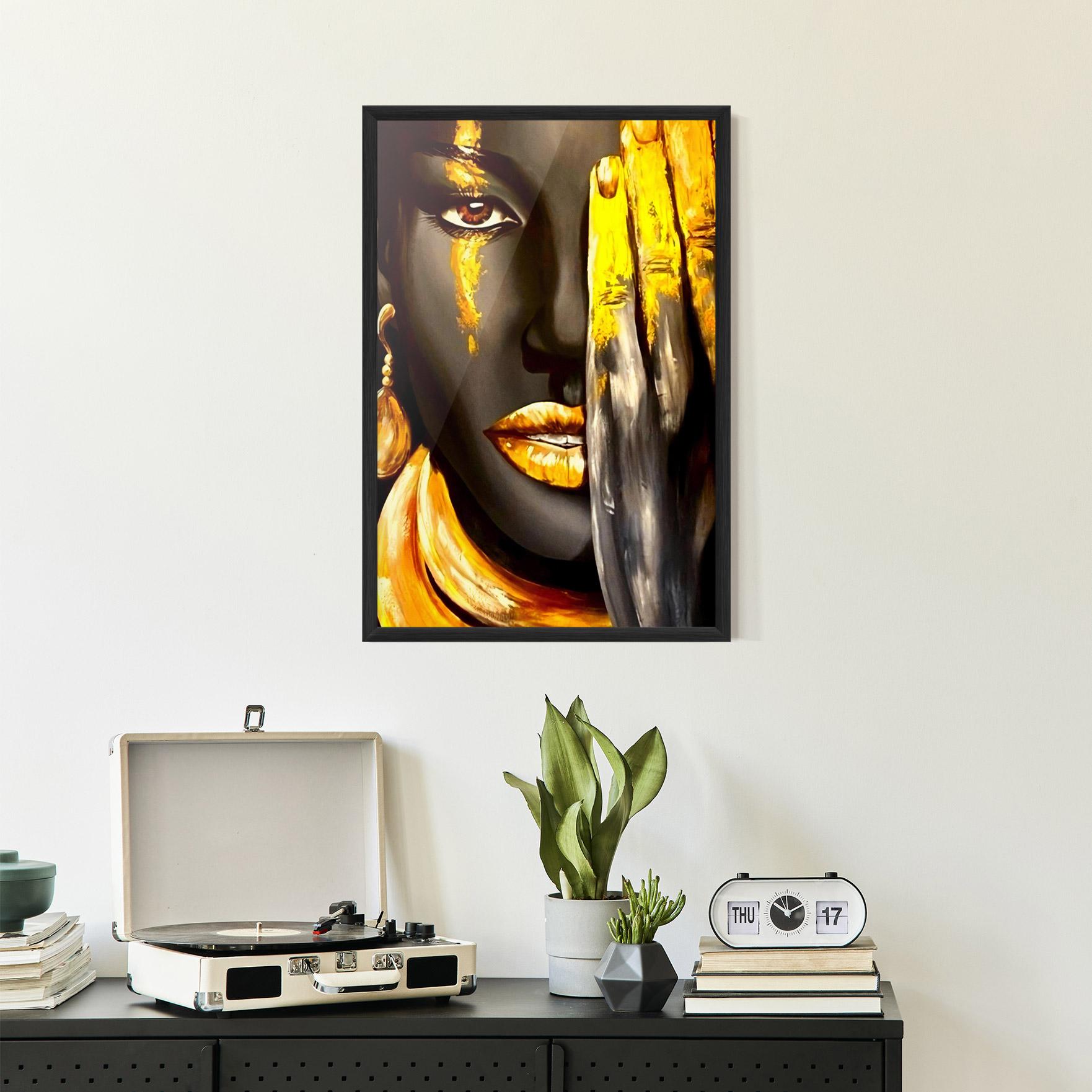 Gerahmte Poster Golden African Women mockup 2